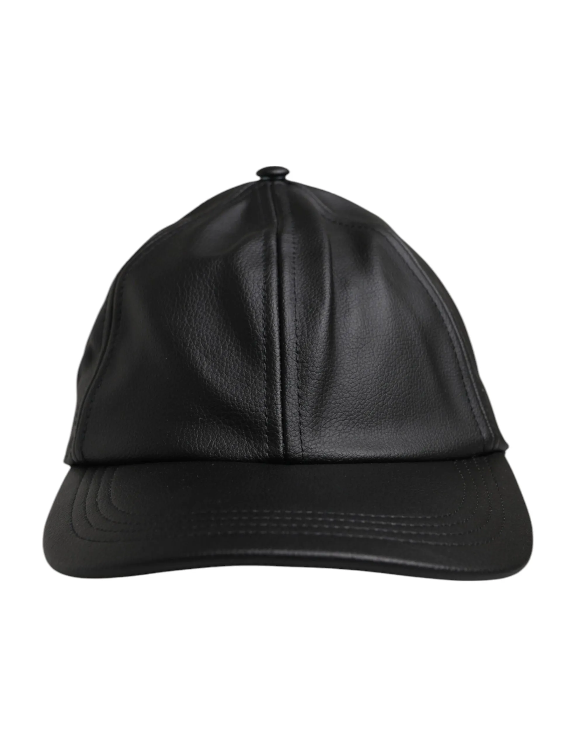 Dolce & Gabbana Men's Black Leather 6 Panels Baseball Cap
