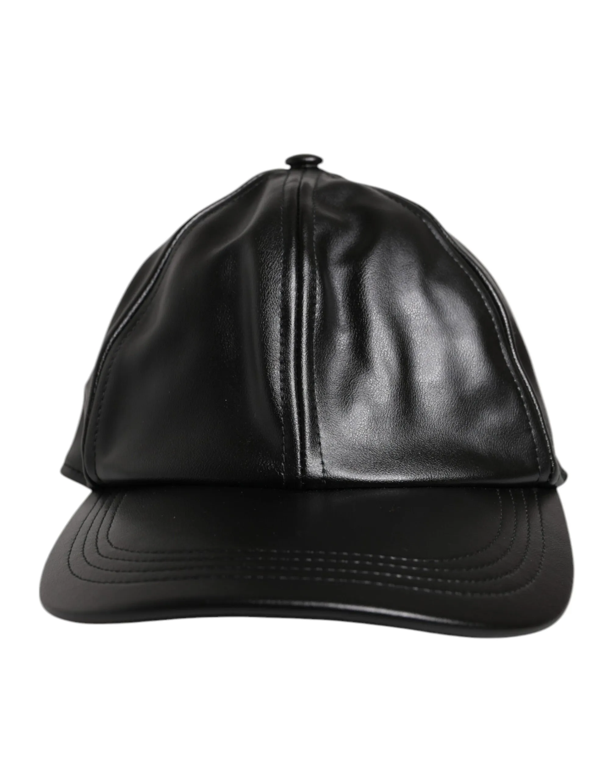 Dolce & Gabbana Men's Black Leather 6 Panels Baseball Cap