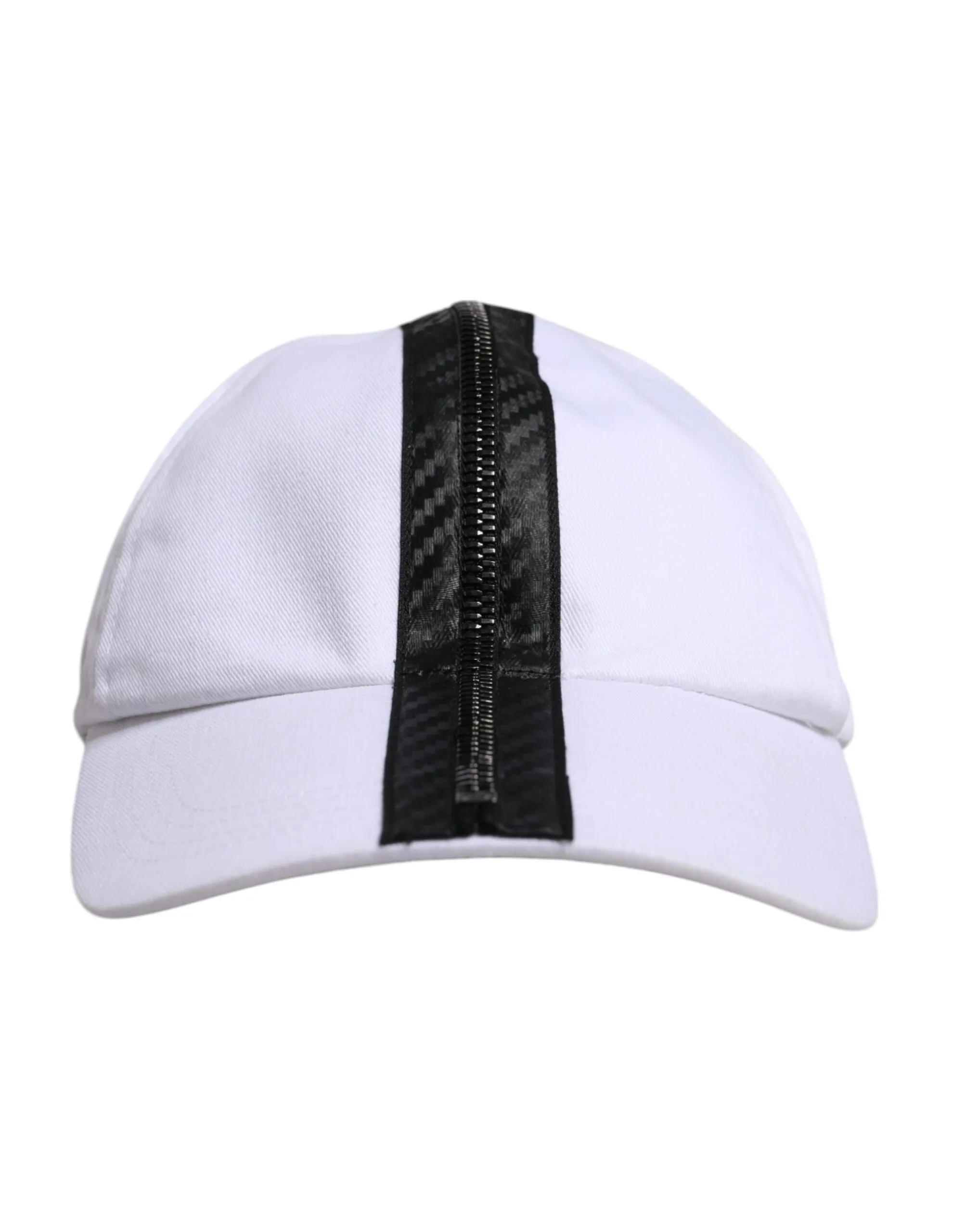 Dolce & Gabbana Men's White Black Cotton Zip Baseball Cap