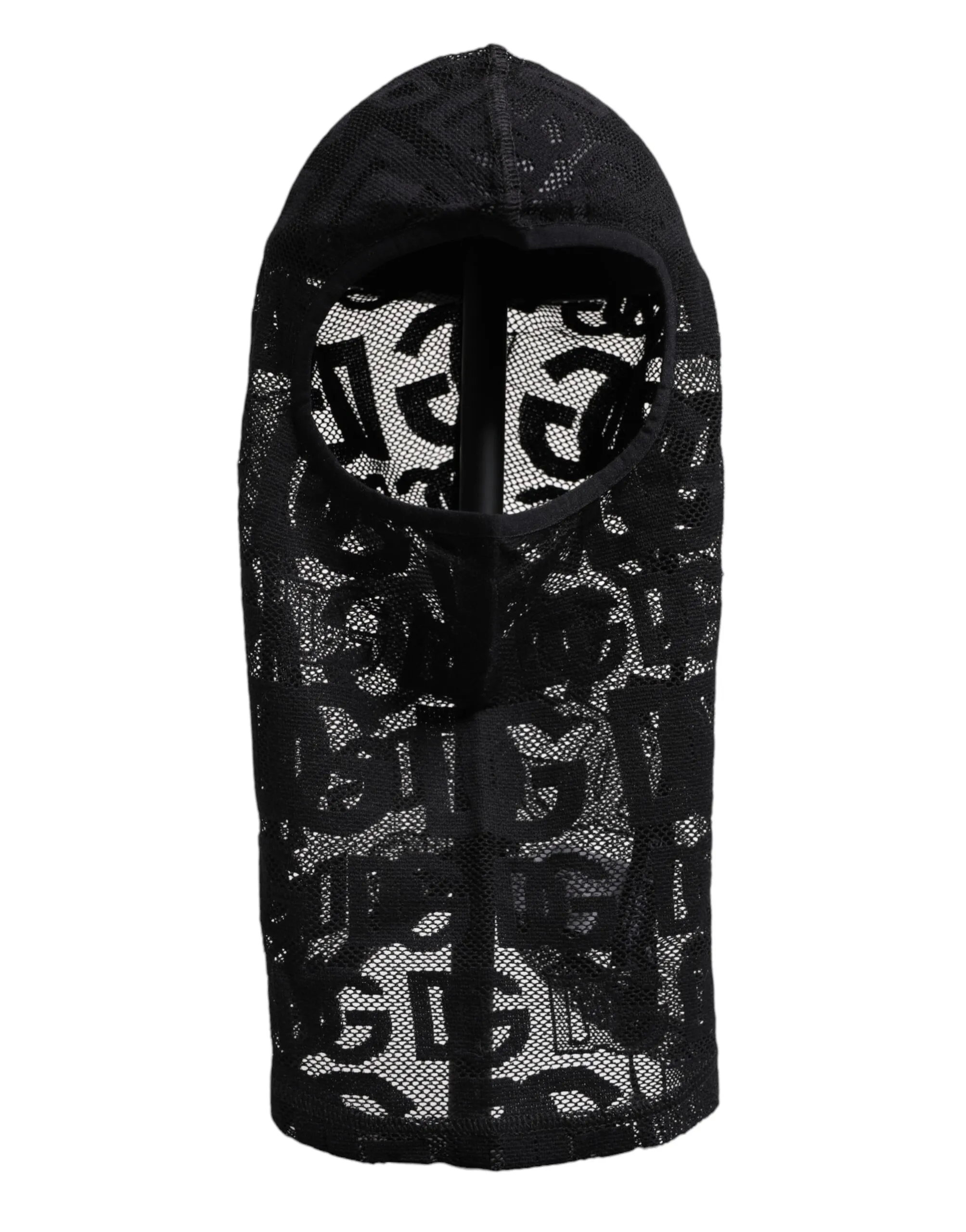 Dolce & Gabbana Men's Black Logo Mesh Cotton Ski Mask Balaclava Hat