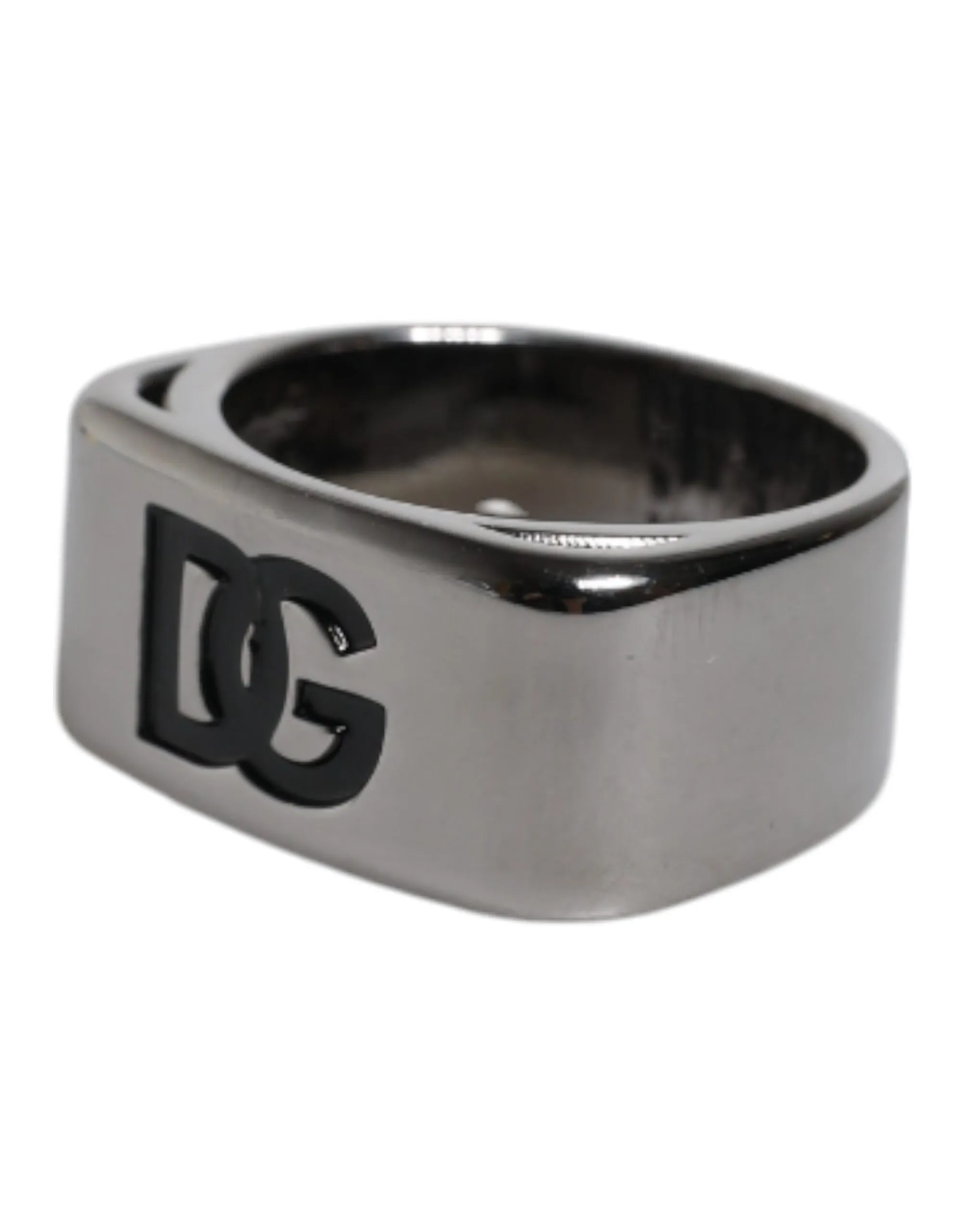 Dolce & Gabbana Men's Silver Tone Brass Anello DG Logo Ring