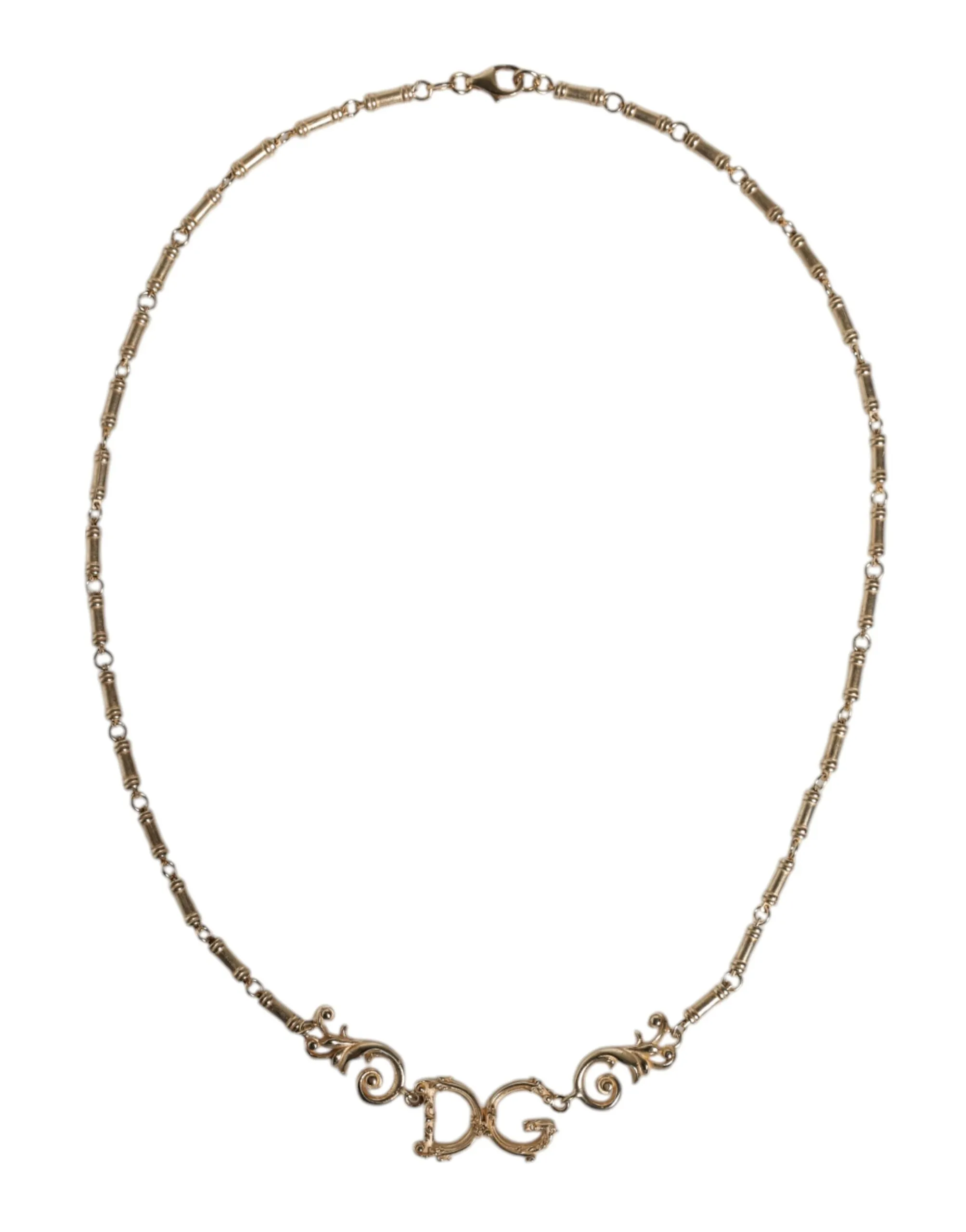 Dolce & Gabbana Gold Tone Sterling Silver 925 DG Logo Statement Necklace