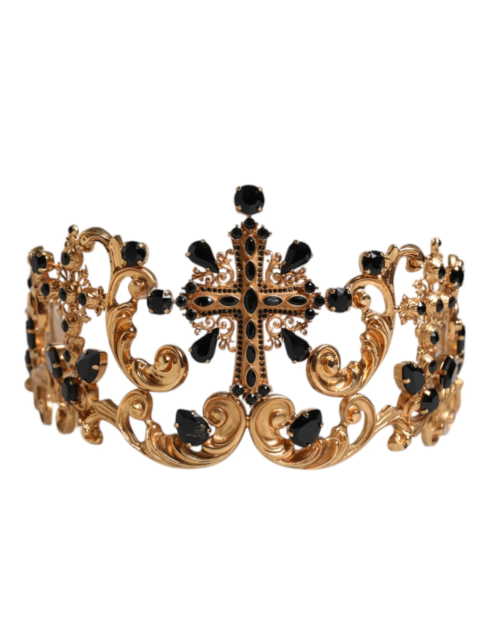 Dolce & Gabbana Women's Gold Tone Brass Cross Crystal Embellished Crown Tiara