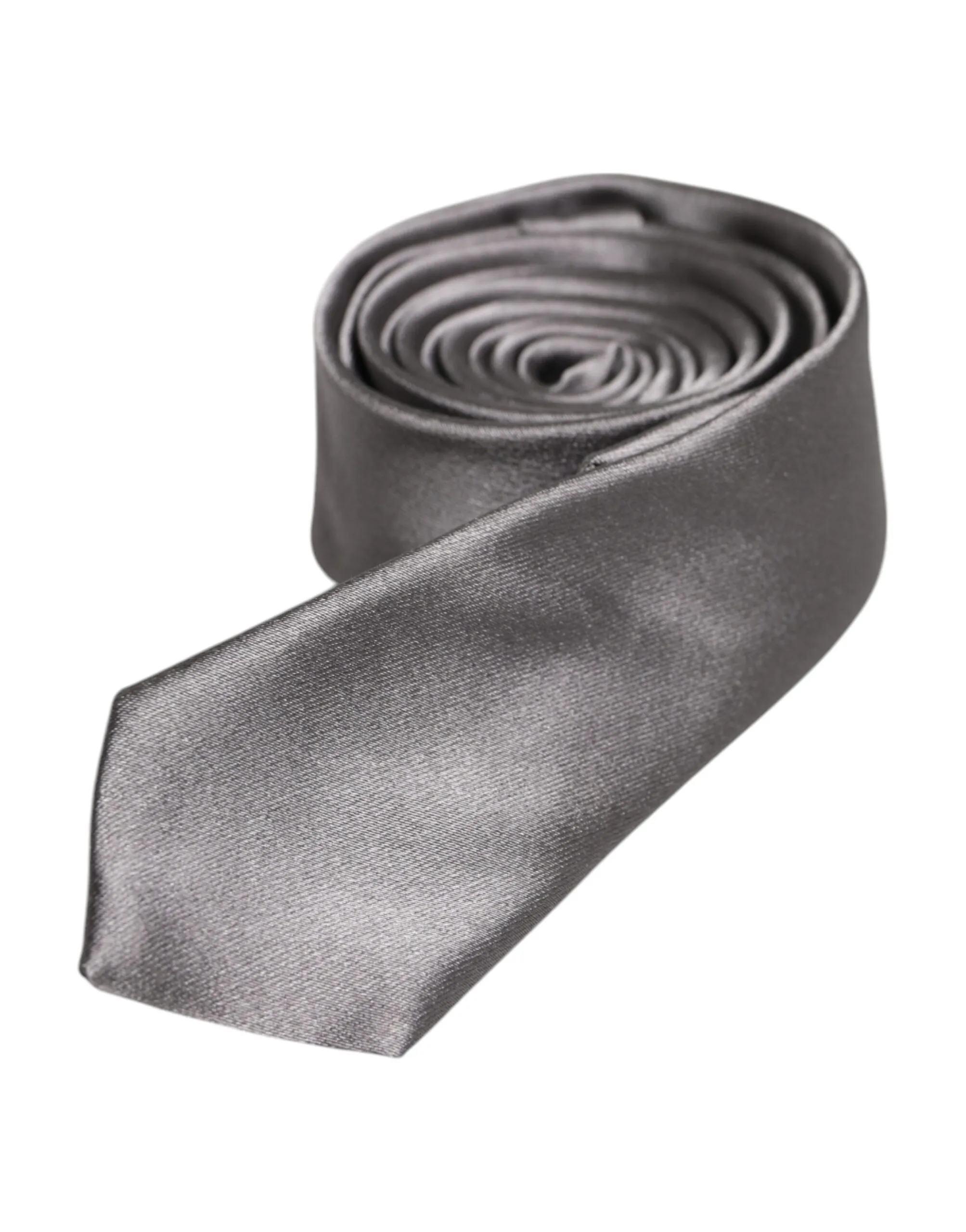 Dolce & Gabbana Men's Metallic Silver Silk Adjustable Necktie Tie