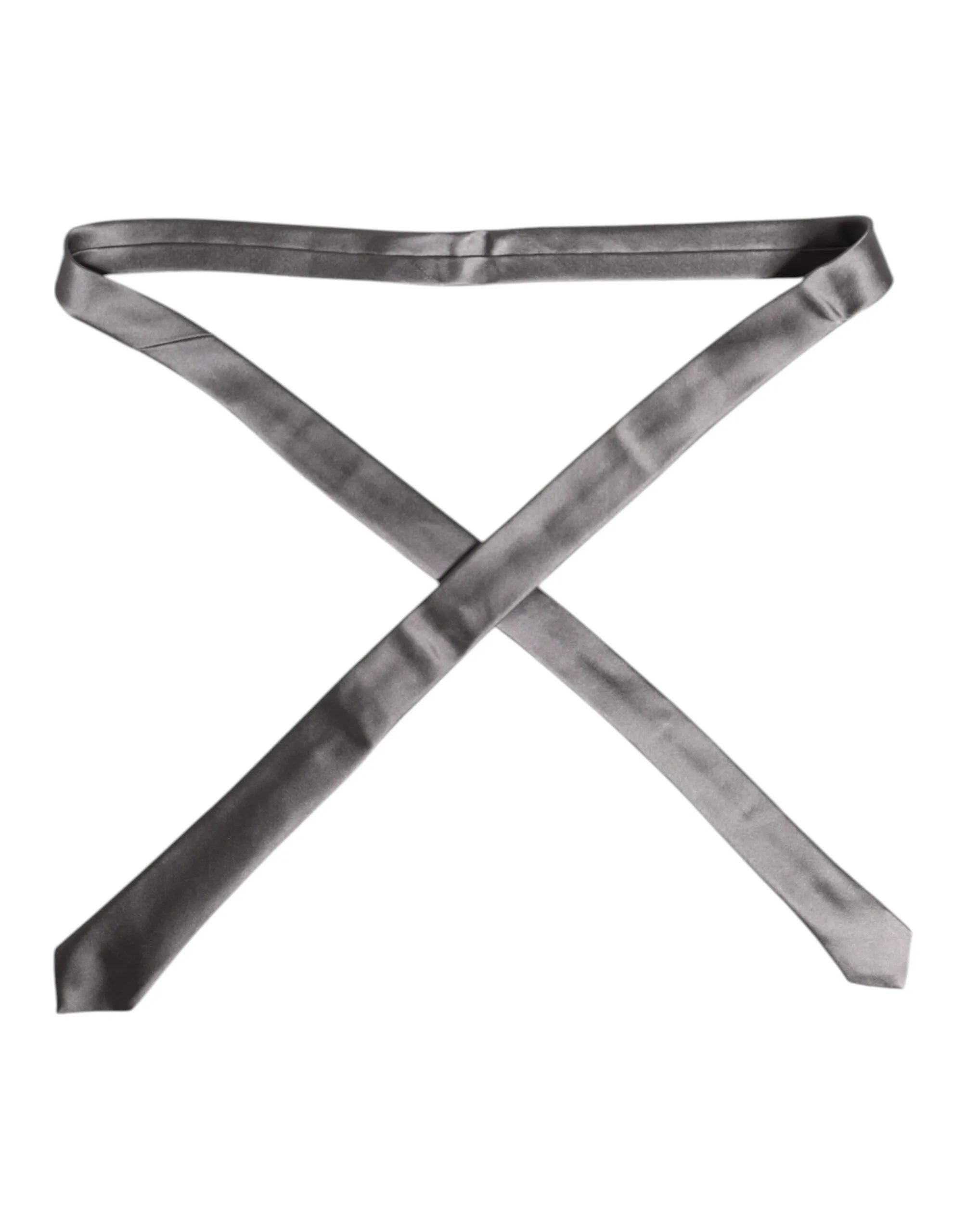 Dolce & Gabbana Men's Metallic Silver Silk Adjustable Necktie Tie