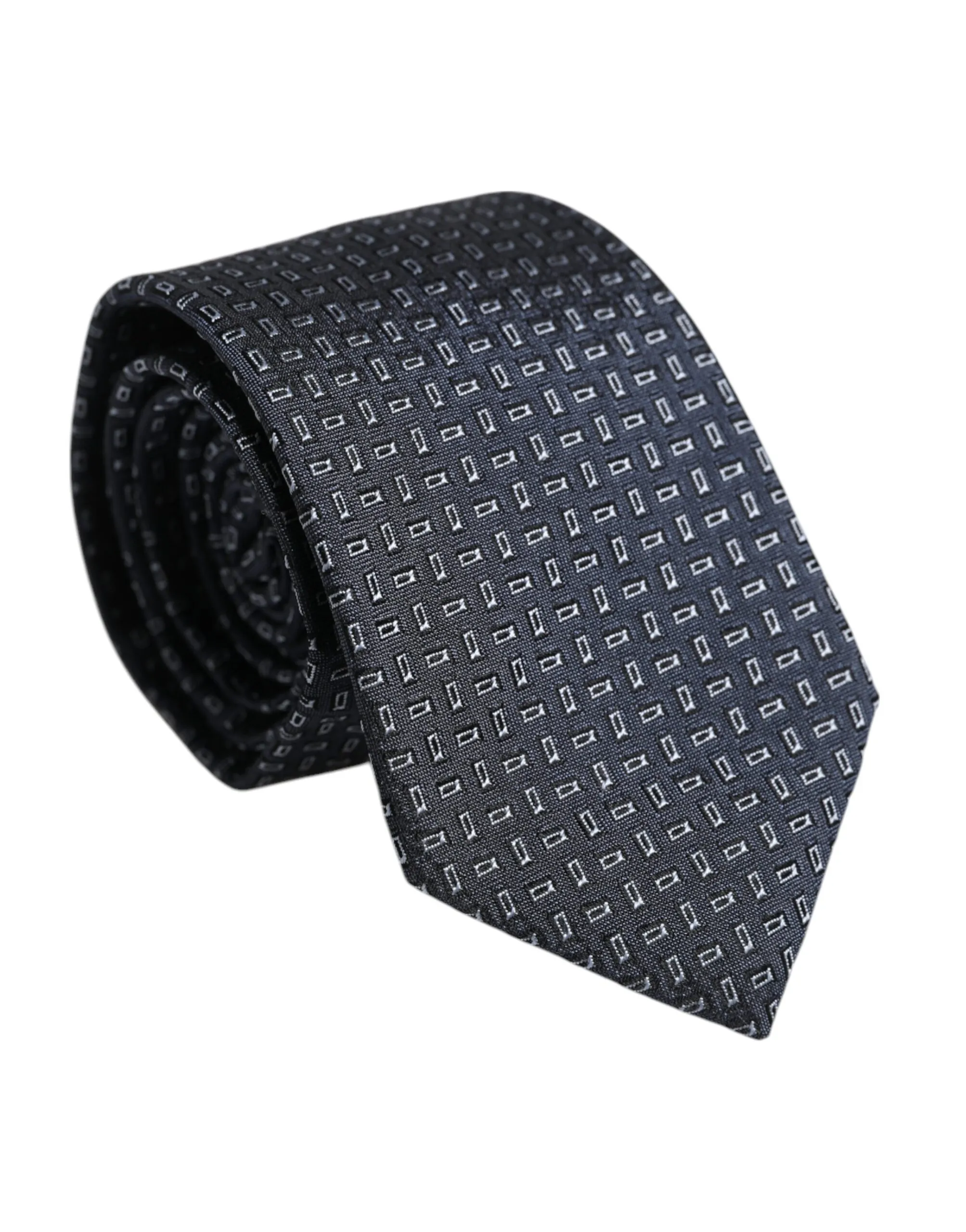 Dolce & Gabbana Men's Dark Blue Patterned Silk Adjustable Tie