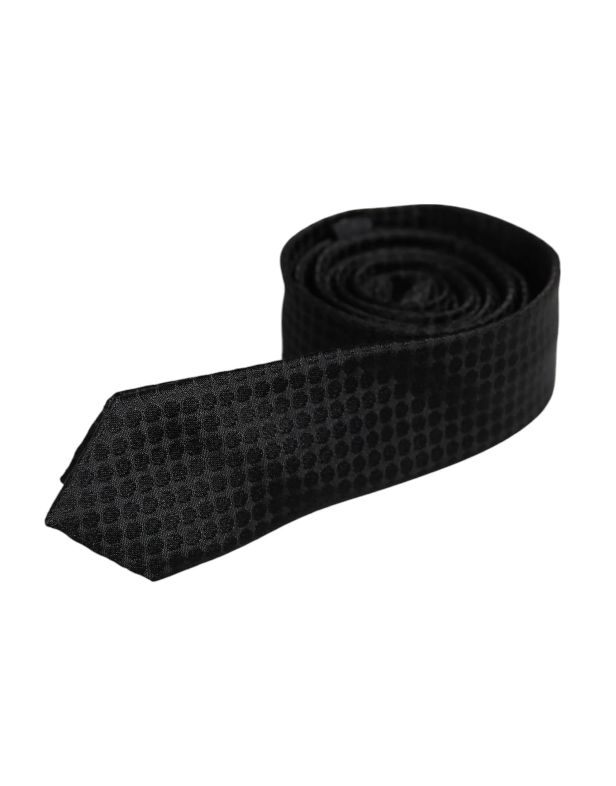 Dolce & Gabbana Men's Black Circles Silk Adjustable Necktie Tie