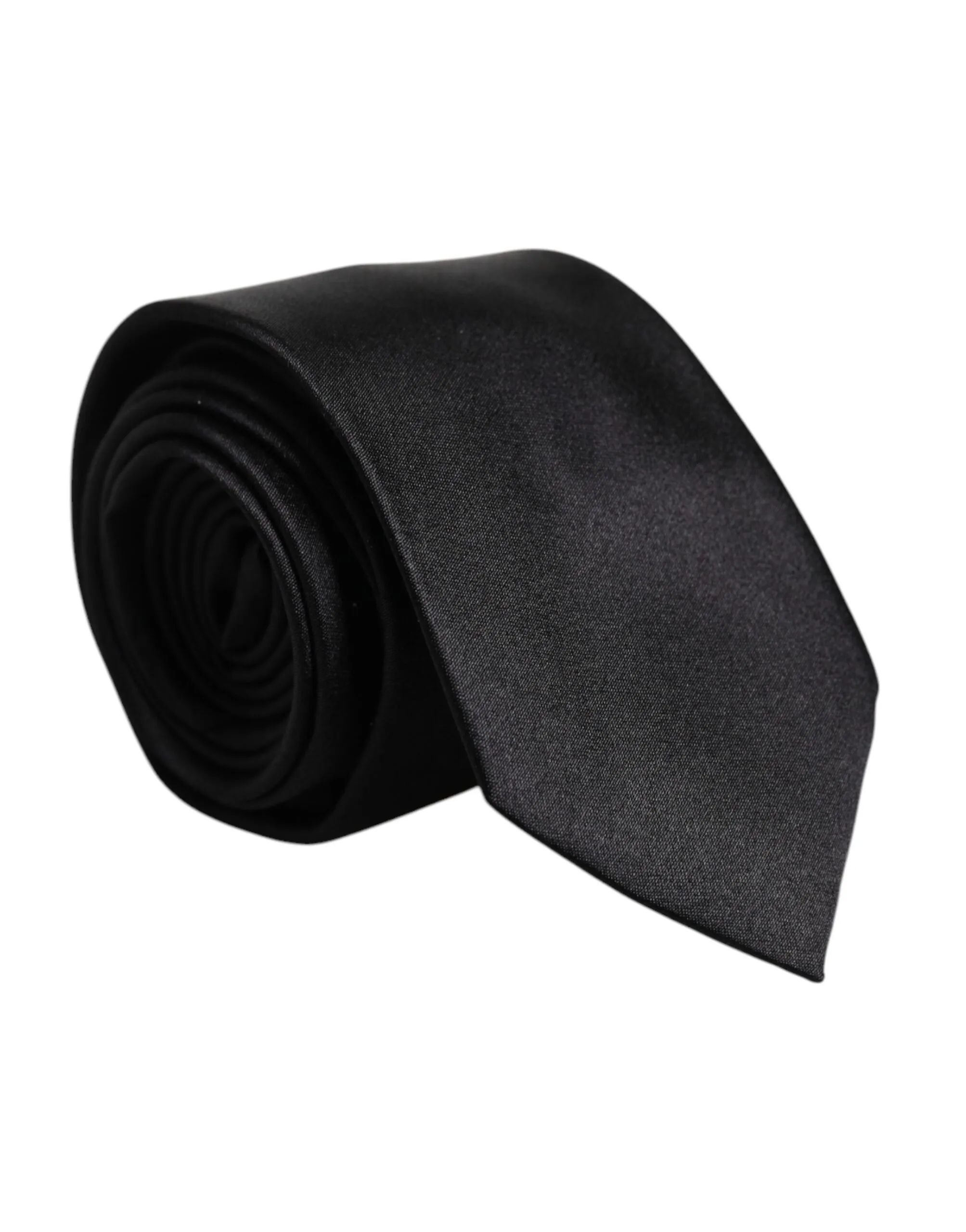 Dolce & Gabbana Men's Black Solid Silk Adjustable Necktie Tie