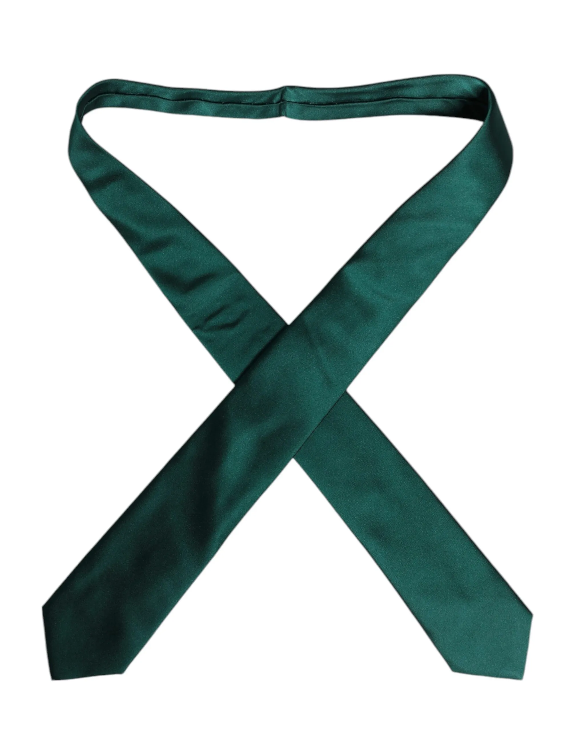 Dolce & Gabbana Men's Green Solid Cotton Adjustable Necktie Tie