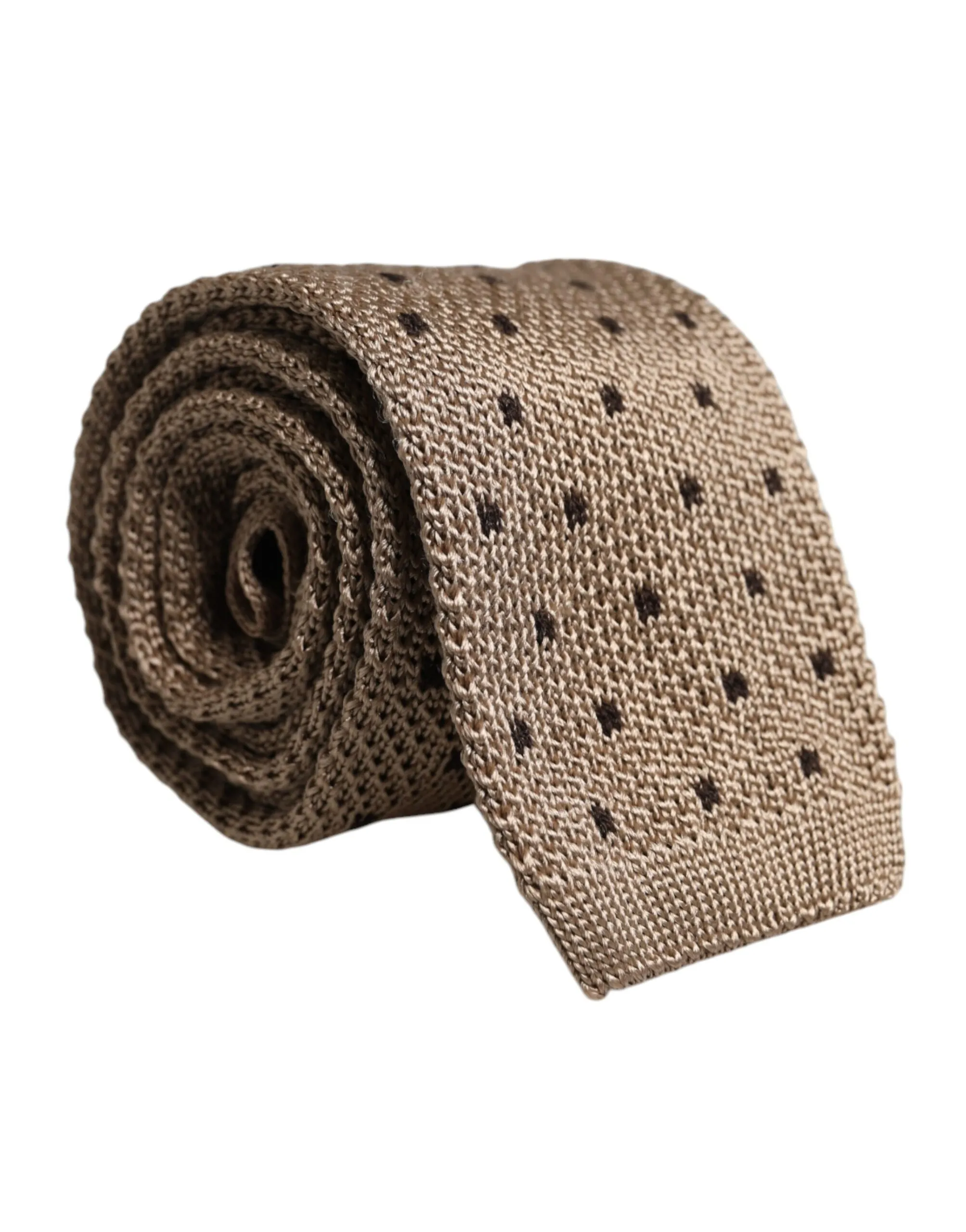 Dolce & Gabbana Men's Beige Polka Dot Silk Adjustable Necktie Tie