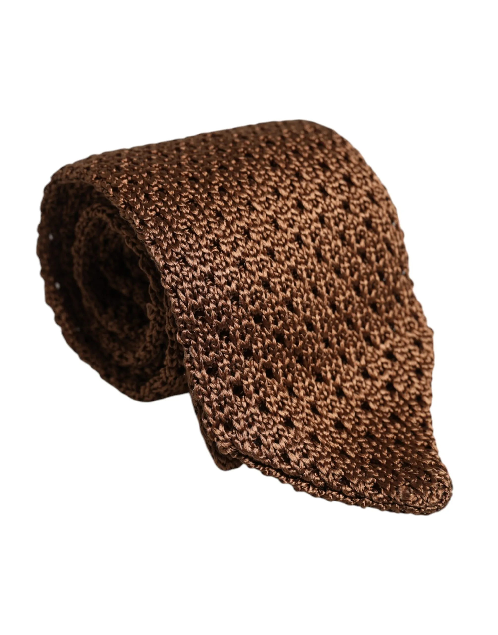 Dolce & Gabbana Men's Brown Knitted Silk Adjustable Necktie Tie