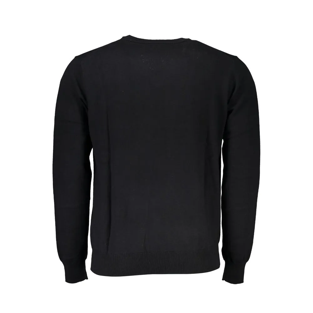 Harmont & Blaine Men's Elegant V-Neck Embroidered Black Sweater
