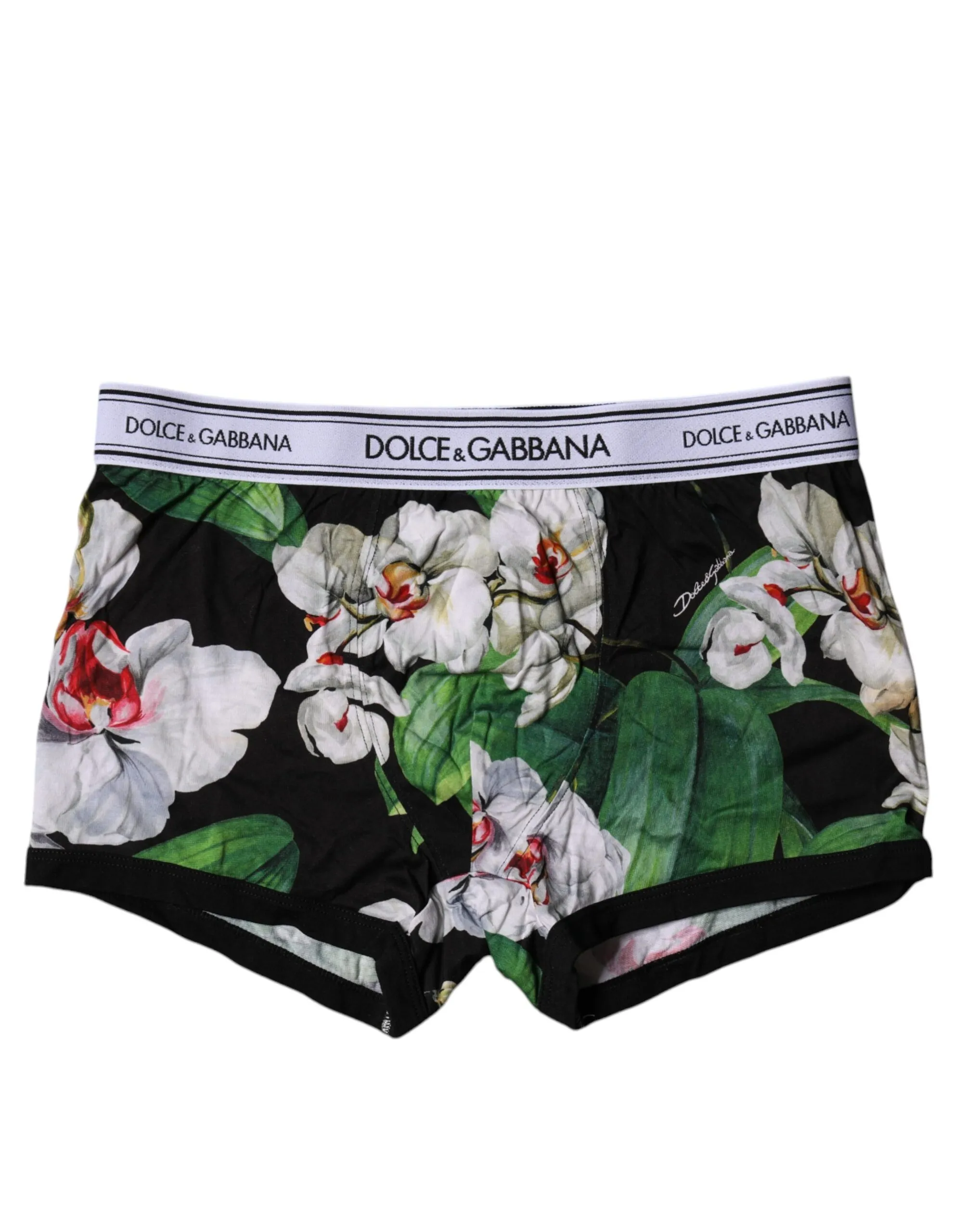 Dolce & Gabbana Men's Black Floral Cotton Regular Boxer Underwear