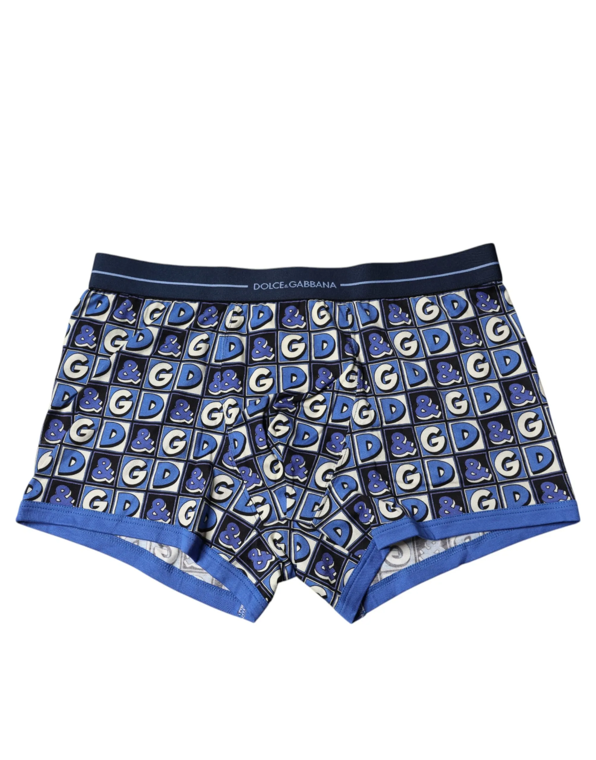 Dolce & Gabbana Men's Blue Logo Print Cotton Regular Boxer Underwear
