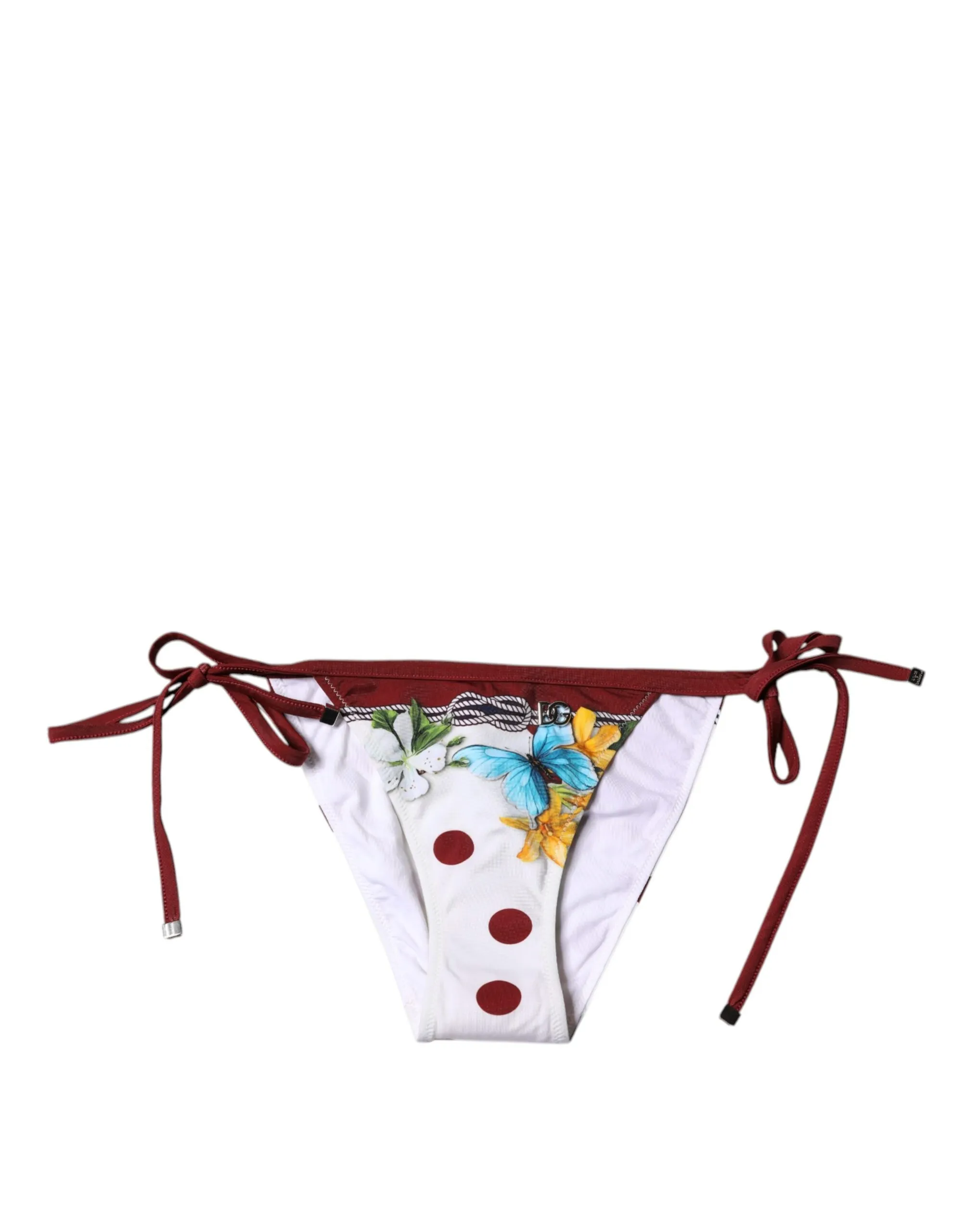 Dolce & Gabbana Women's White Floral Print Swimsuit Bikini Bottom Swimwear