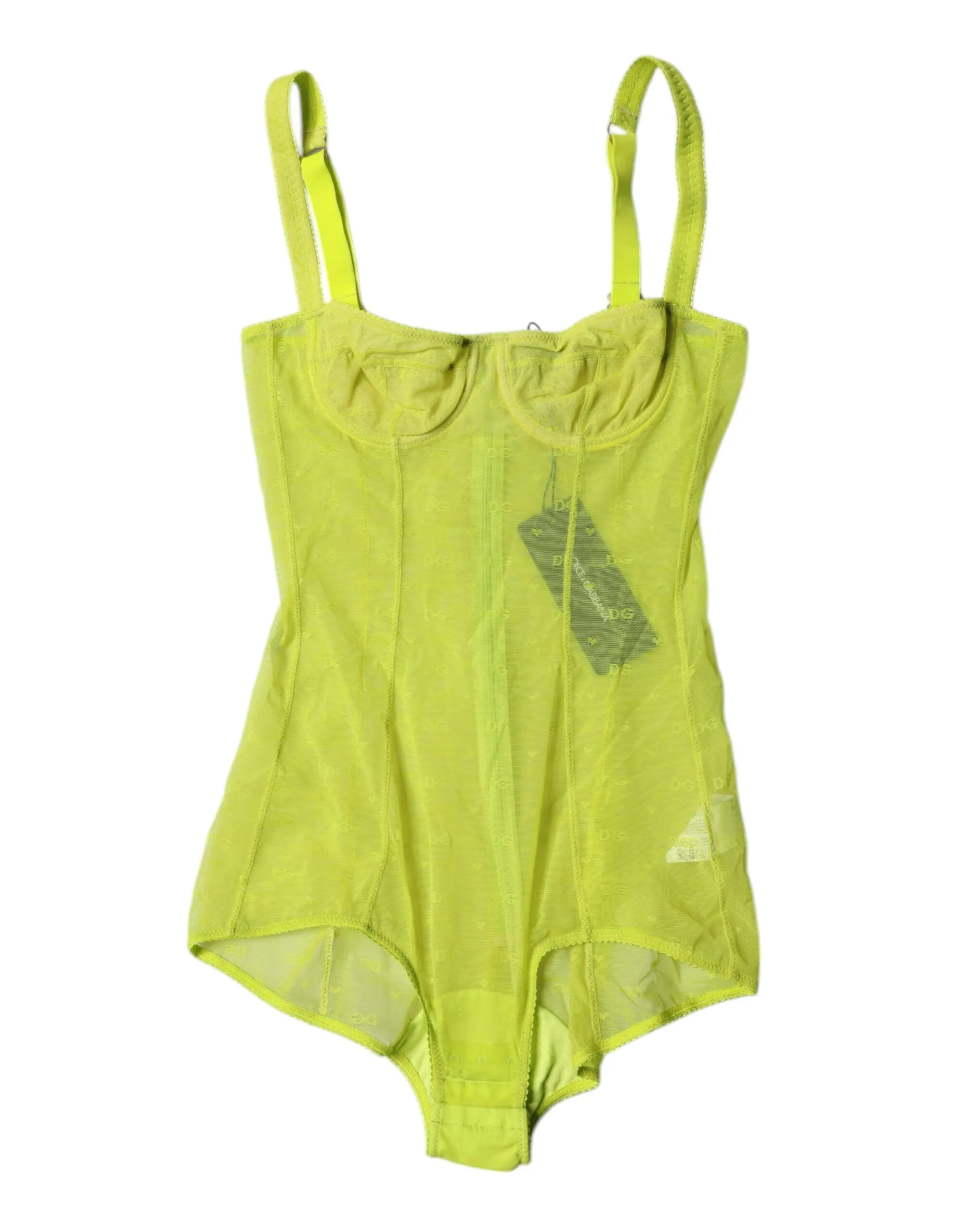 Dolce & Gabbana Women's Green Tulle Balconette Bra Bodysuit Underwear