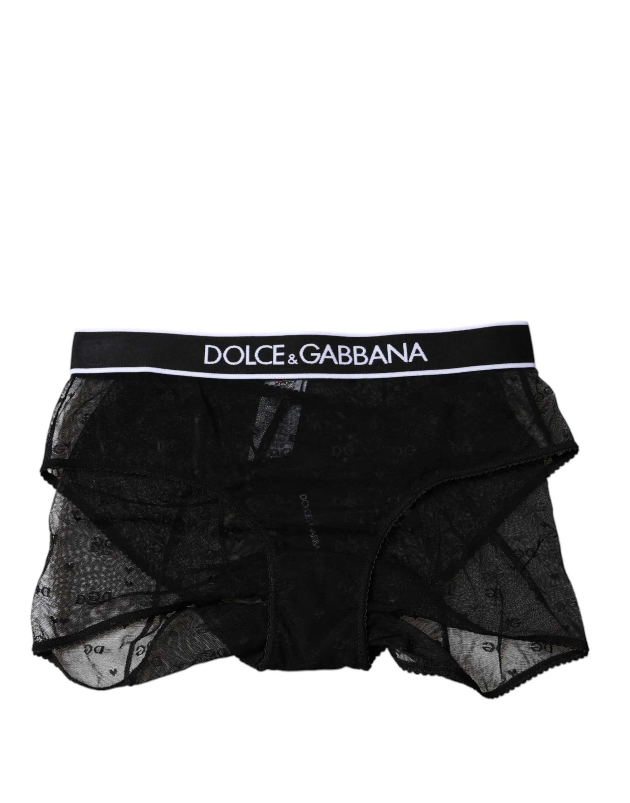 Dolce & Gabbana Women's Black Tulle Nylon Mid Waist Panty Underwear