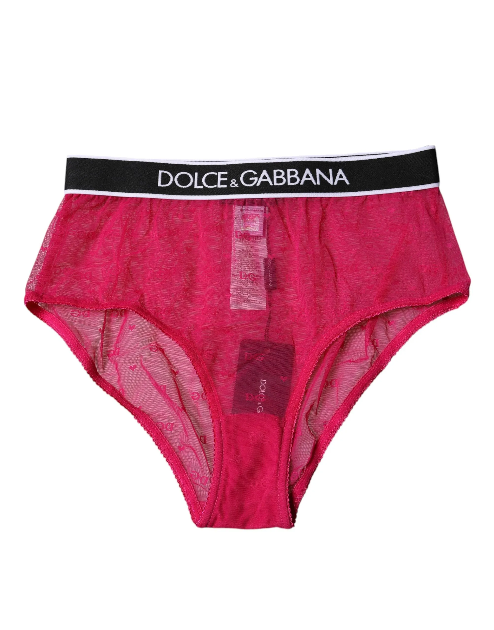 Dolce & Gabbana Women's Fuchsia Tulle Nylon Mid Waist Panty Underwear