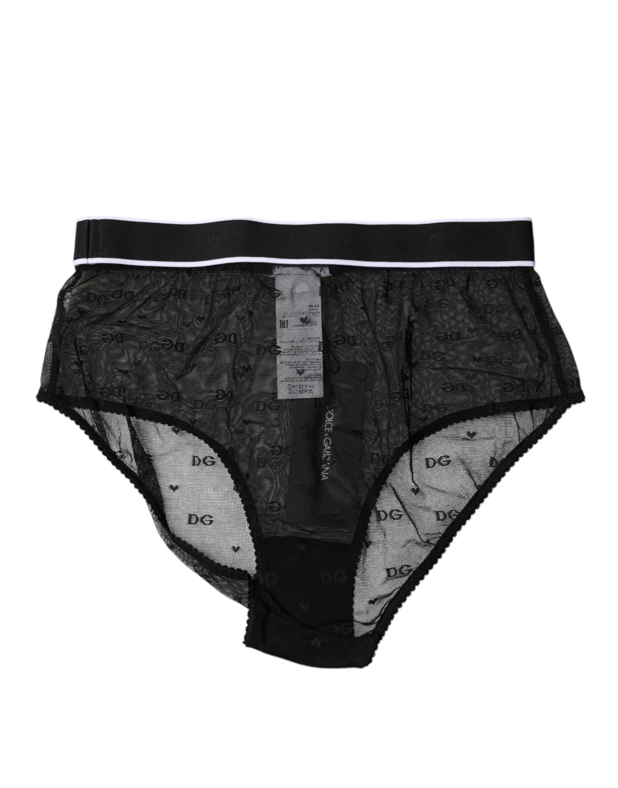 Dolce & Gabbana Women's Black Tulle Nylon Mid Waist Panty Underwear