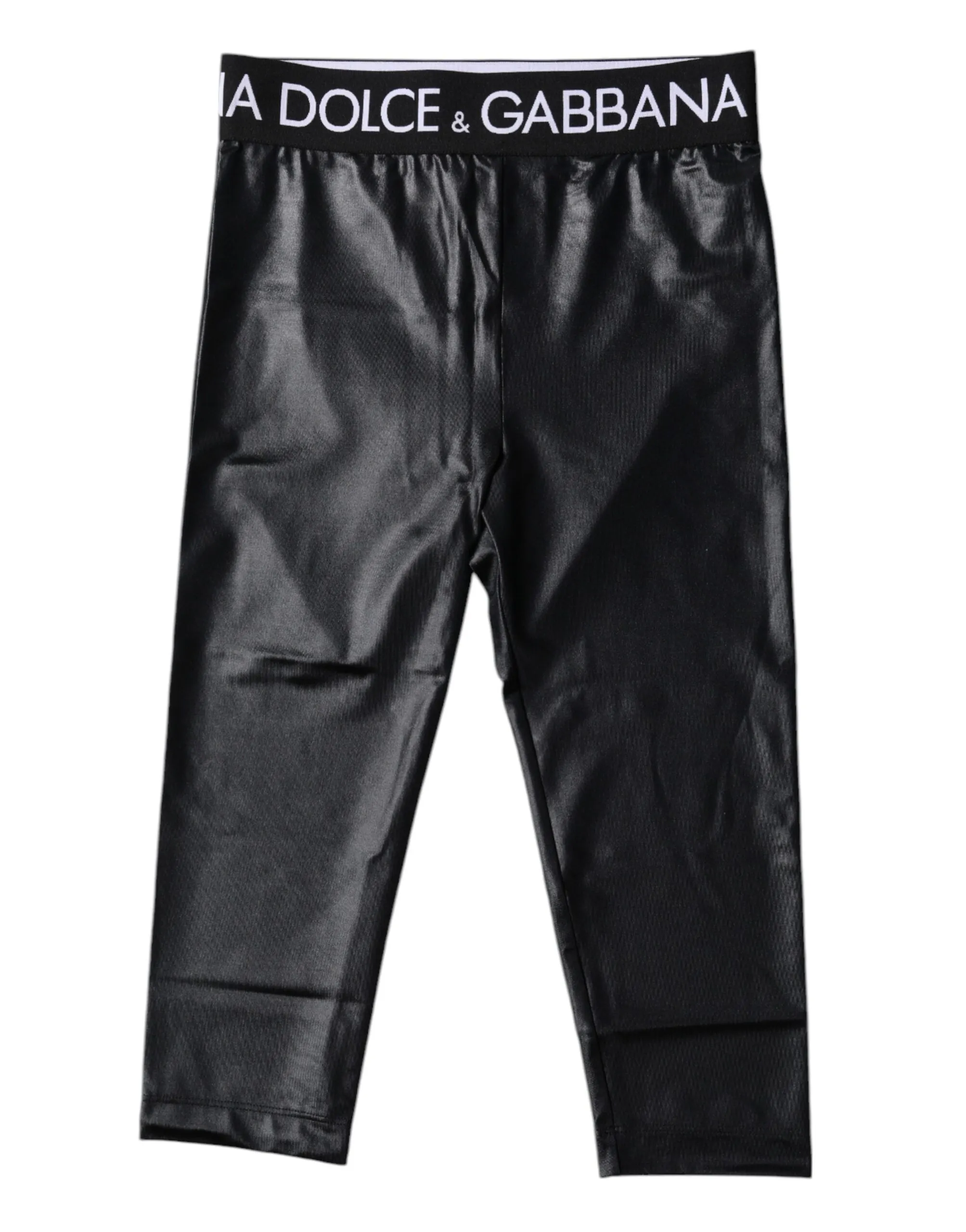 Dolce & Gabbana Women's Black Logo Nylon Cropped Tights Pants Underwear
