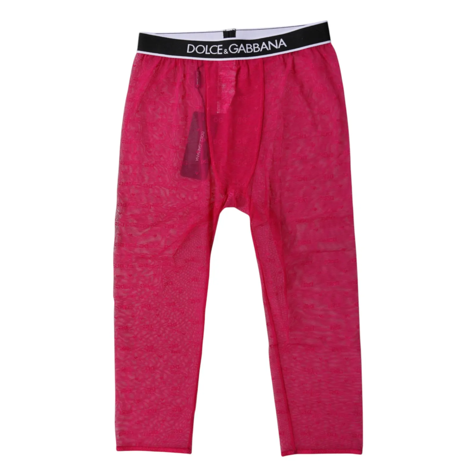 Dolce & Gabbana Women's Fuchsia DG Logo Nylon Cropped Tights Underwear