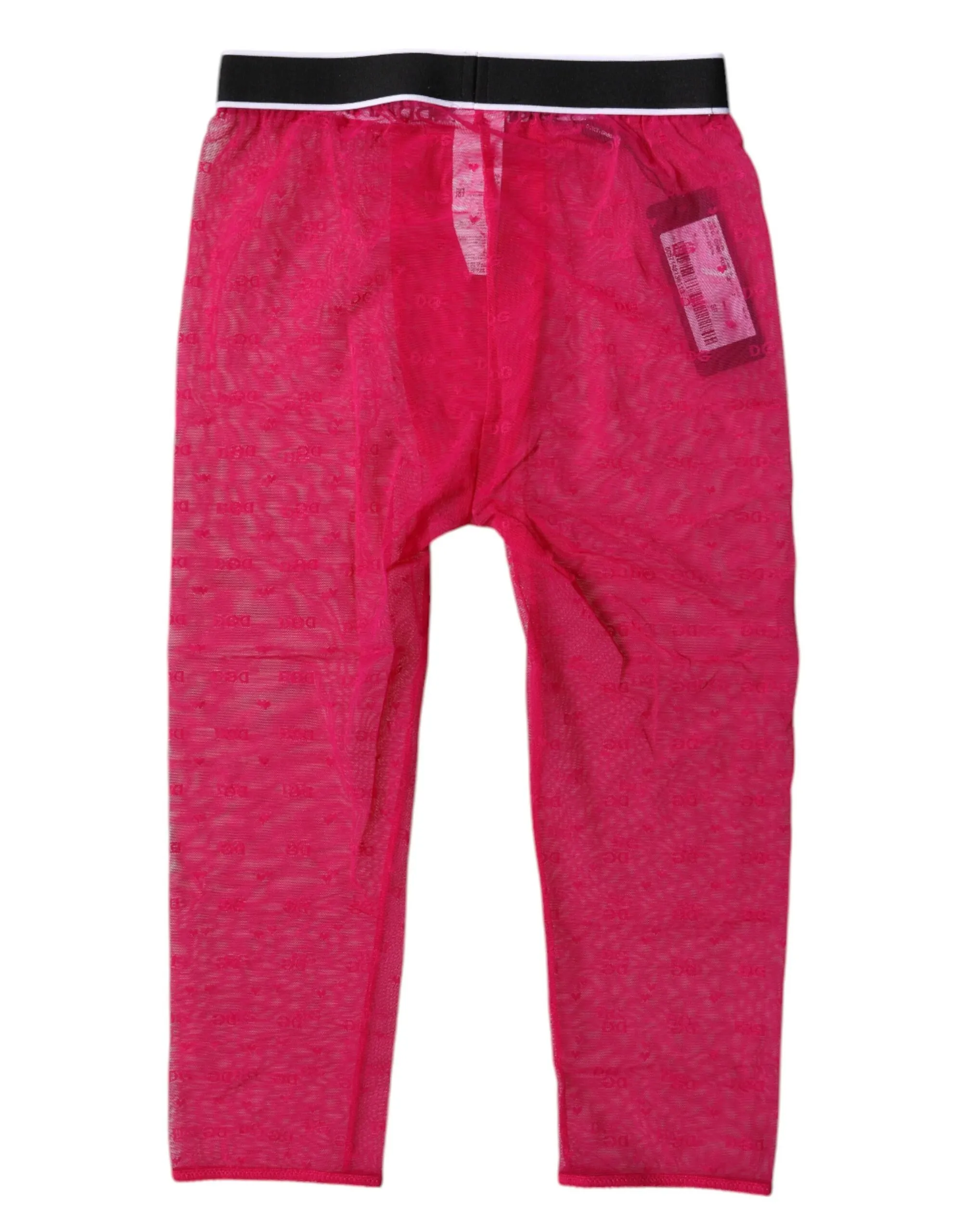 Dolce & Gabbana Women's Fuchsia DG Logo Nylon Cropped Tights Underwear