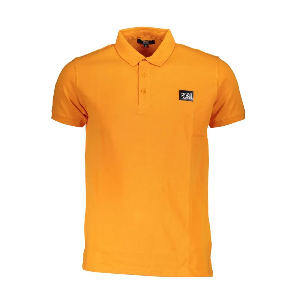 Cavalli Class Men's Orange Cotton Polo Shirt