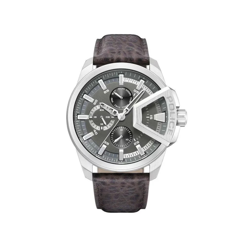 Police Men's Brown Leather Watch