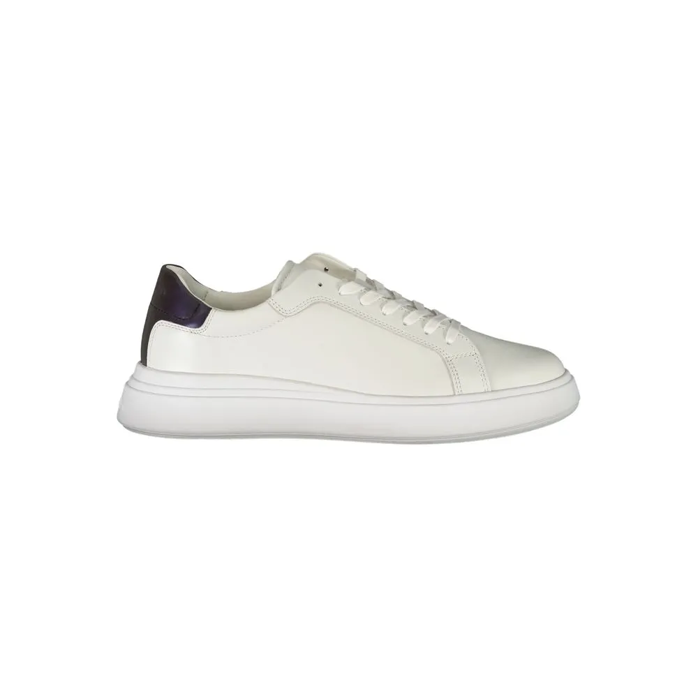 Calvin Klein Men's Sleek White Contrast Lace-Up Sneakers