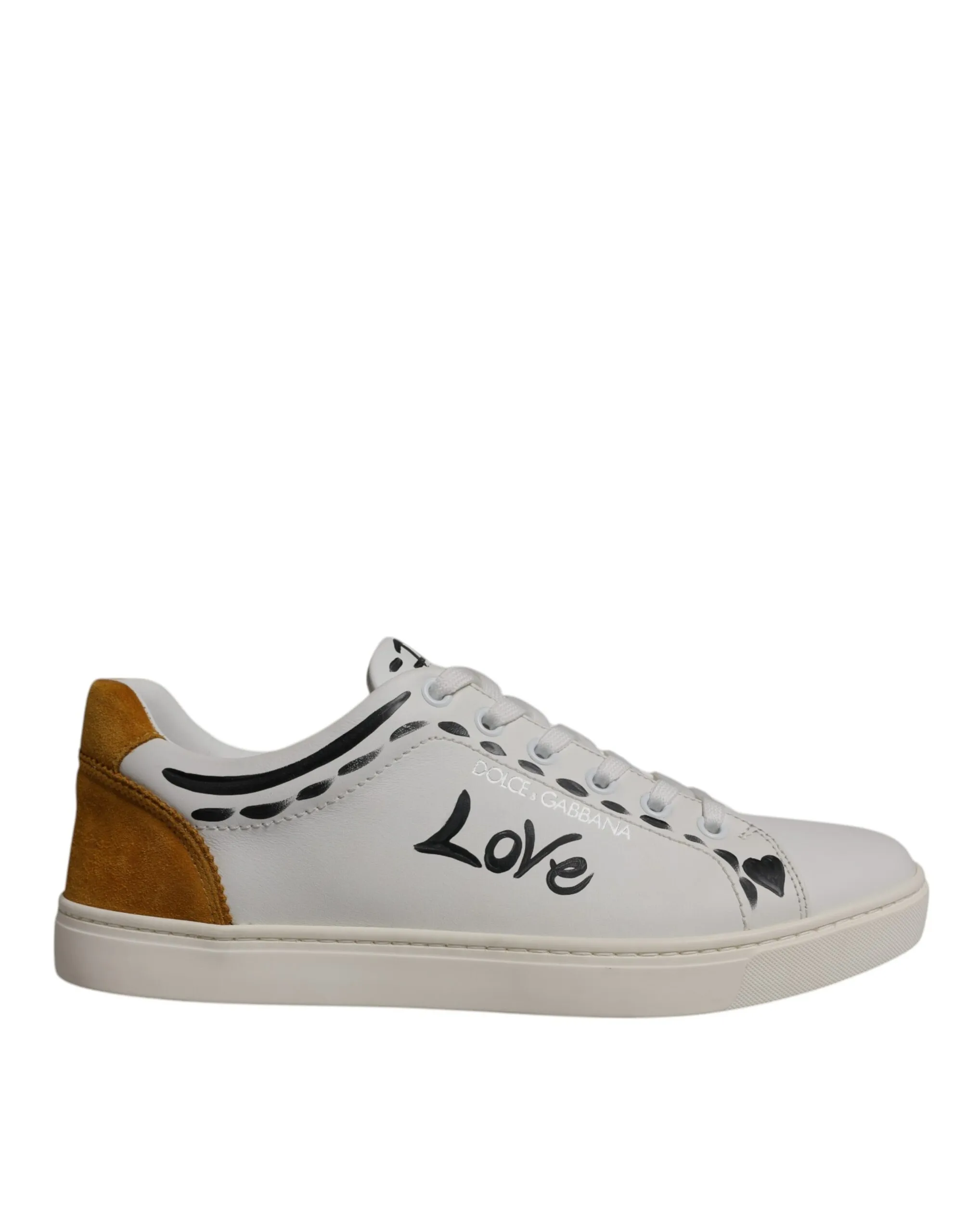 Dolce & Gabbana Men's White Suede Leather Low Top Sneakers Shoes