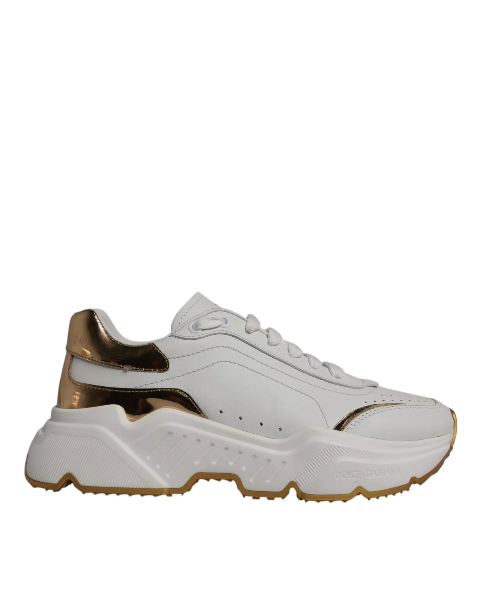 Dolce & Gabbana Women's White Gold Daymaster Low Top Sneaker Shoes