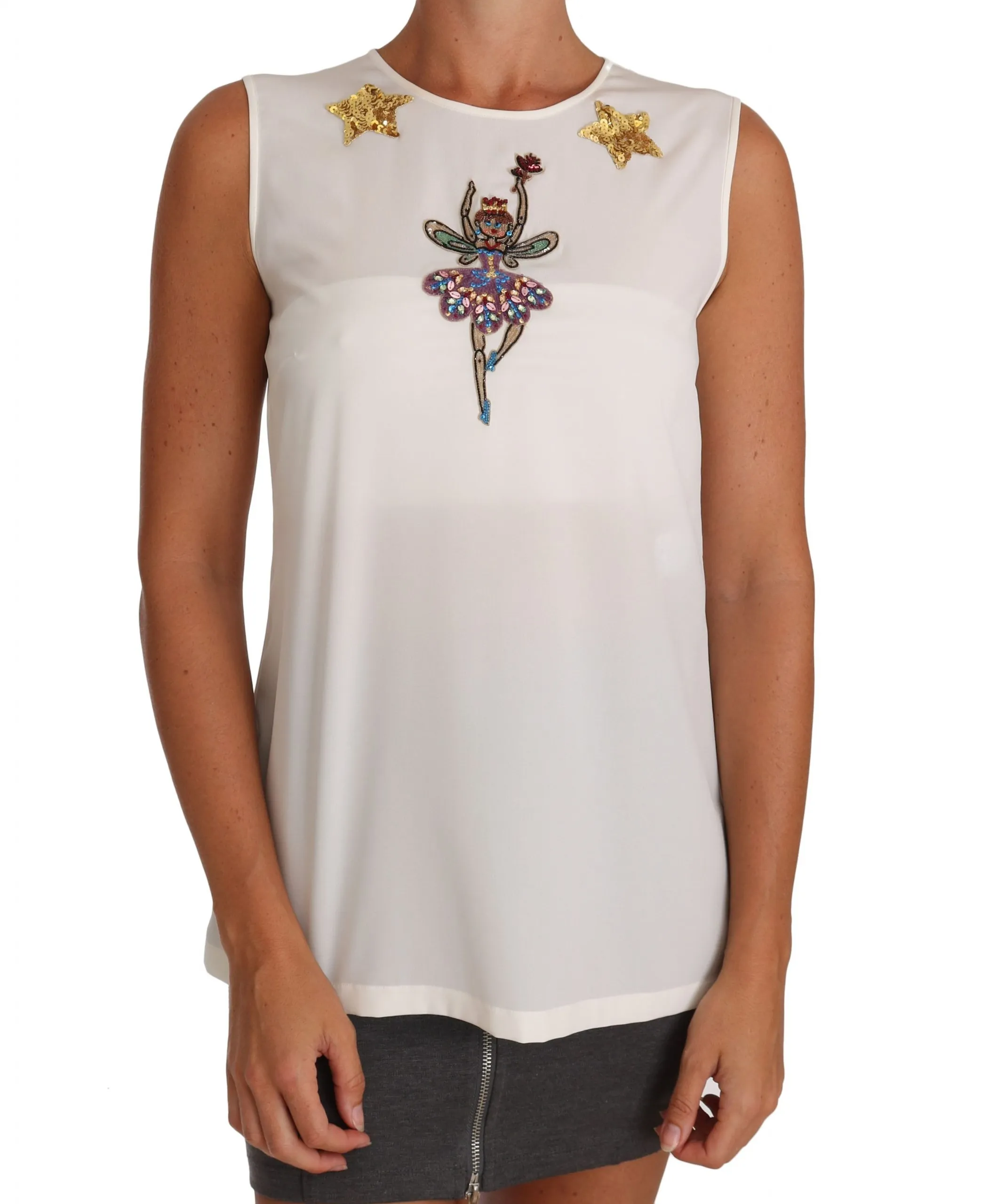 Dolce & Gabbana Women's Enchanted Crystal-Embellished Silk Blouse
