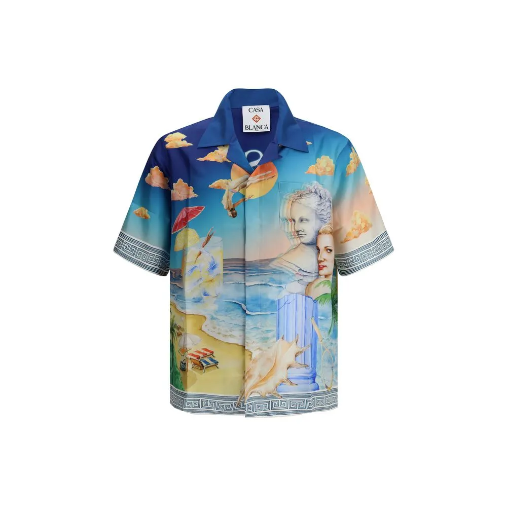 Casablanca Men's Cuban short sleeve silk Shirt
