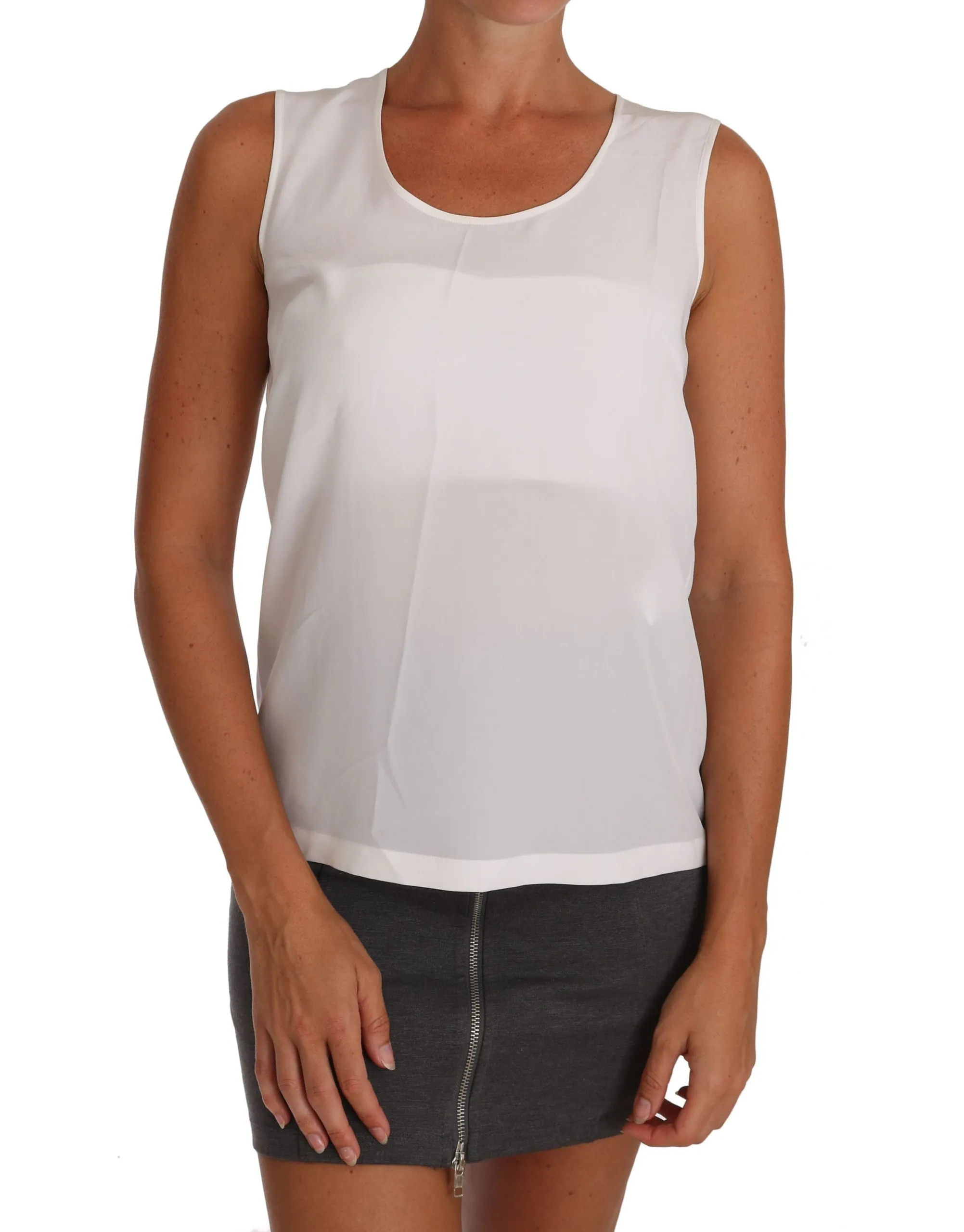 Dolce & Gabbana Women's Elegant Sleeveless White Silk Blouse Top