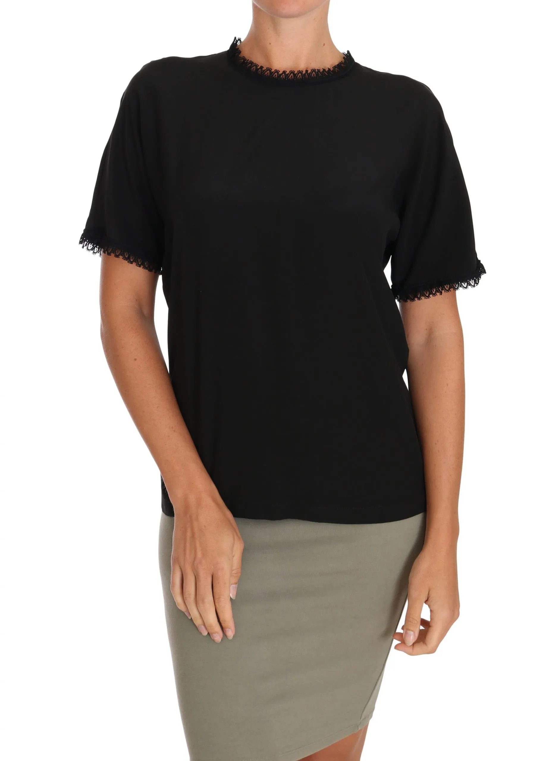 Dolce & Gabbana Women's Elegant Lace Detailed Silk Blouse