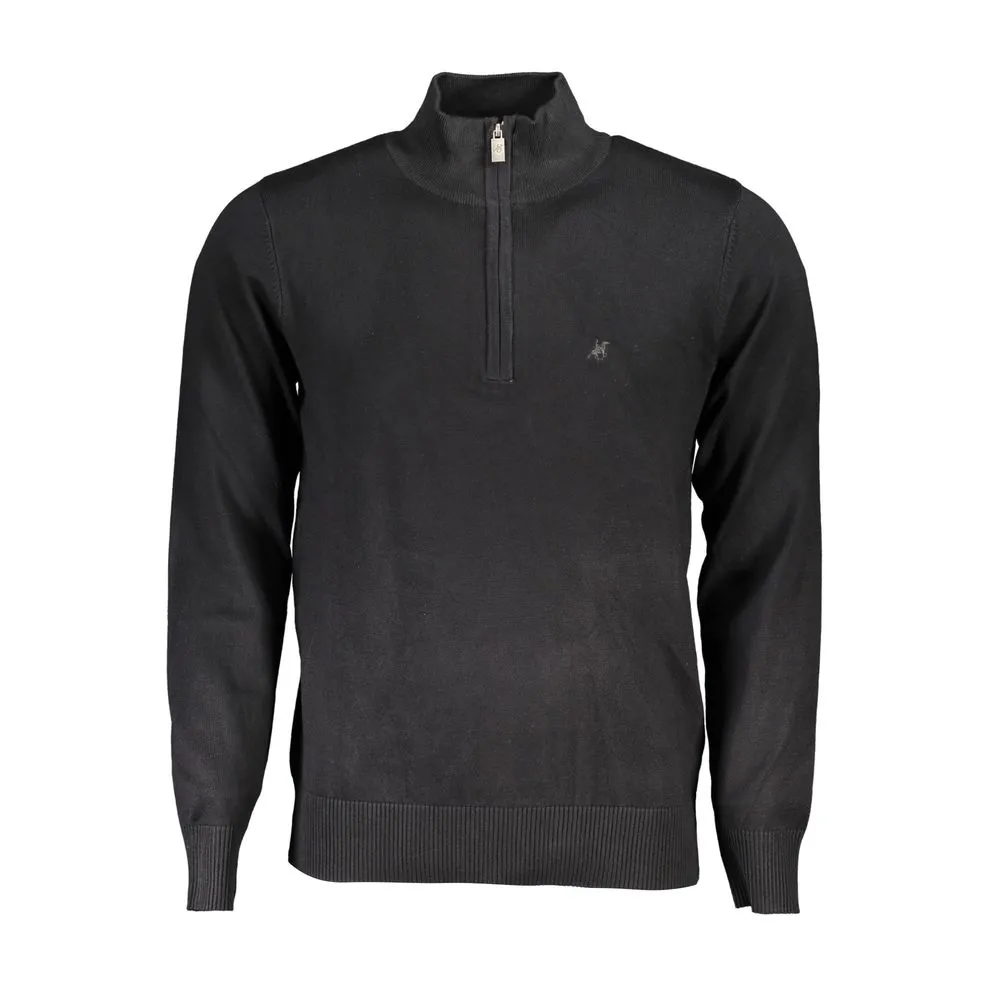 U.S. Grand Polo Men's Elegant Half Zip Sweater with Embroidery Detail