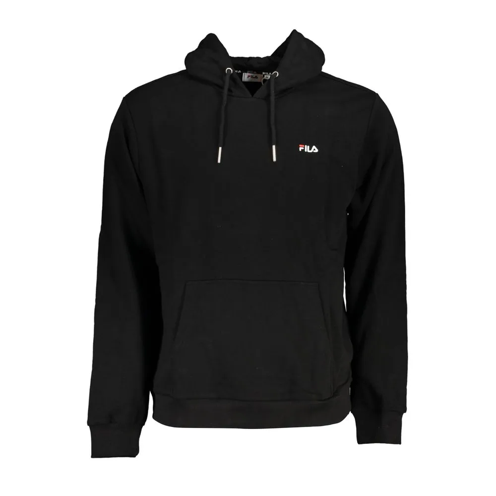 Fila Men's Sleek Black Hooded Sweatshirt with Embroidery