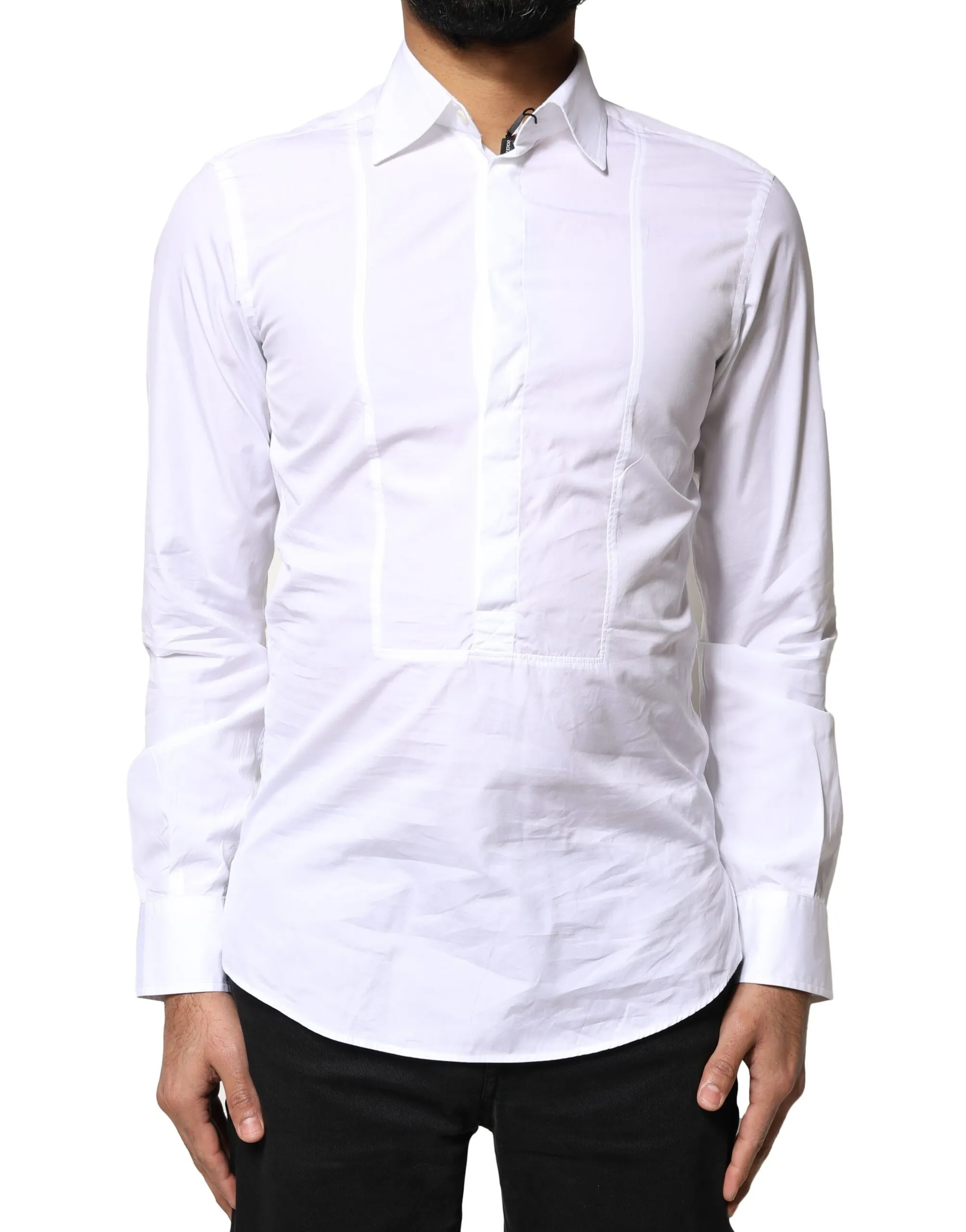 Dolce & Gabbana Men's White Cotton Long Sleeves Formal Dress Shirt