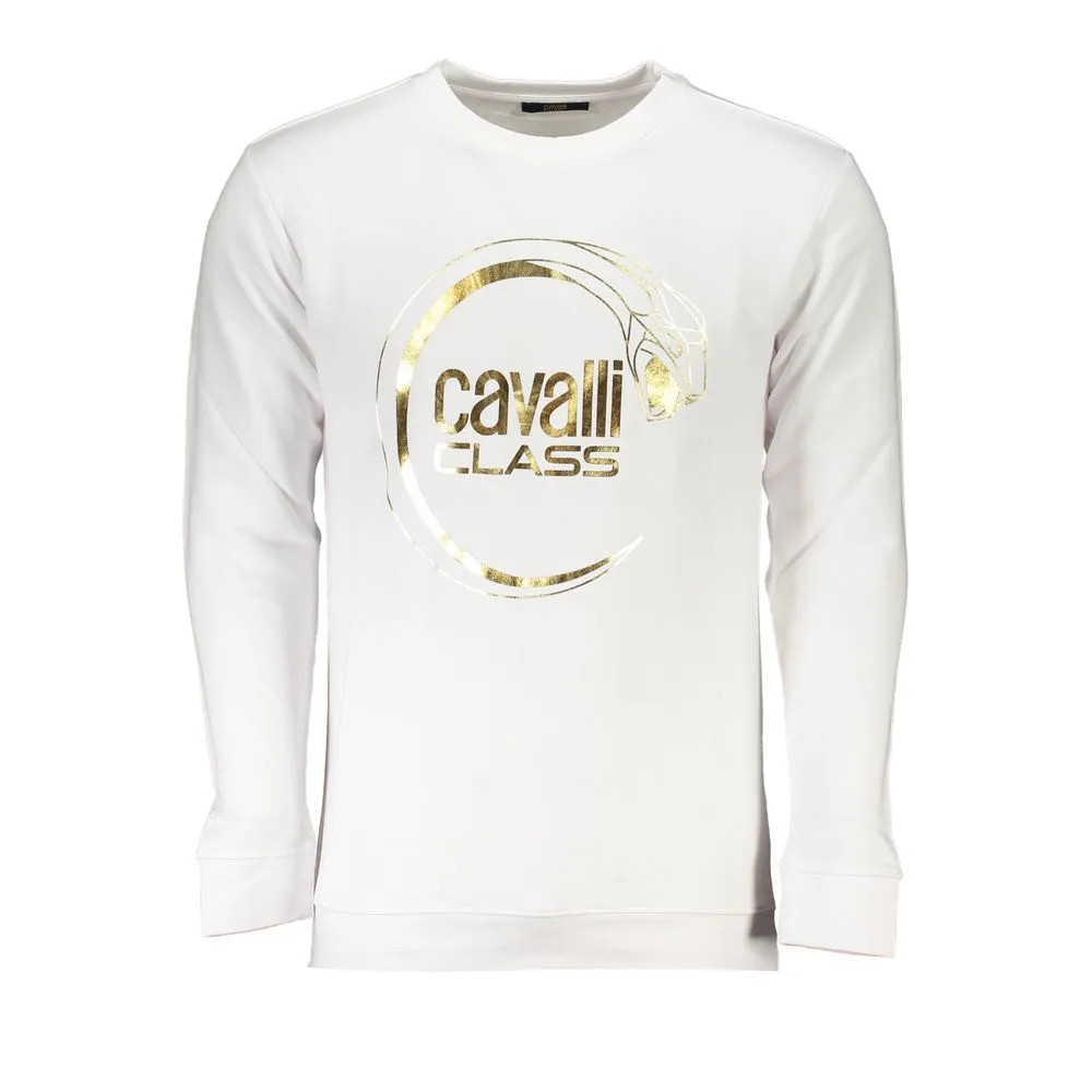 Cavalli Class Men's White Cotton Sweater