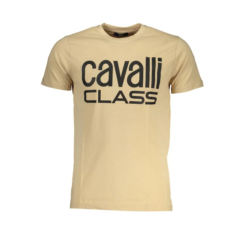 Cavalli Class Men's Beige Cotton T-Shirt