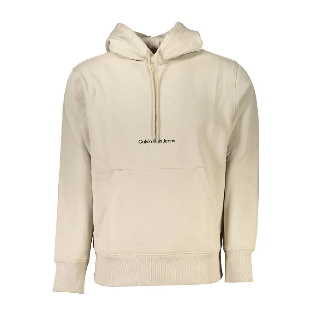 Calvin Klein Men's Beige Fleece-Lined Hoodie - Timeless Comfort