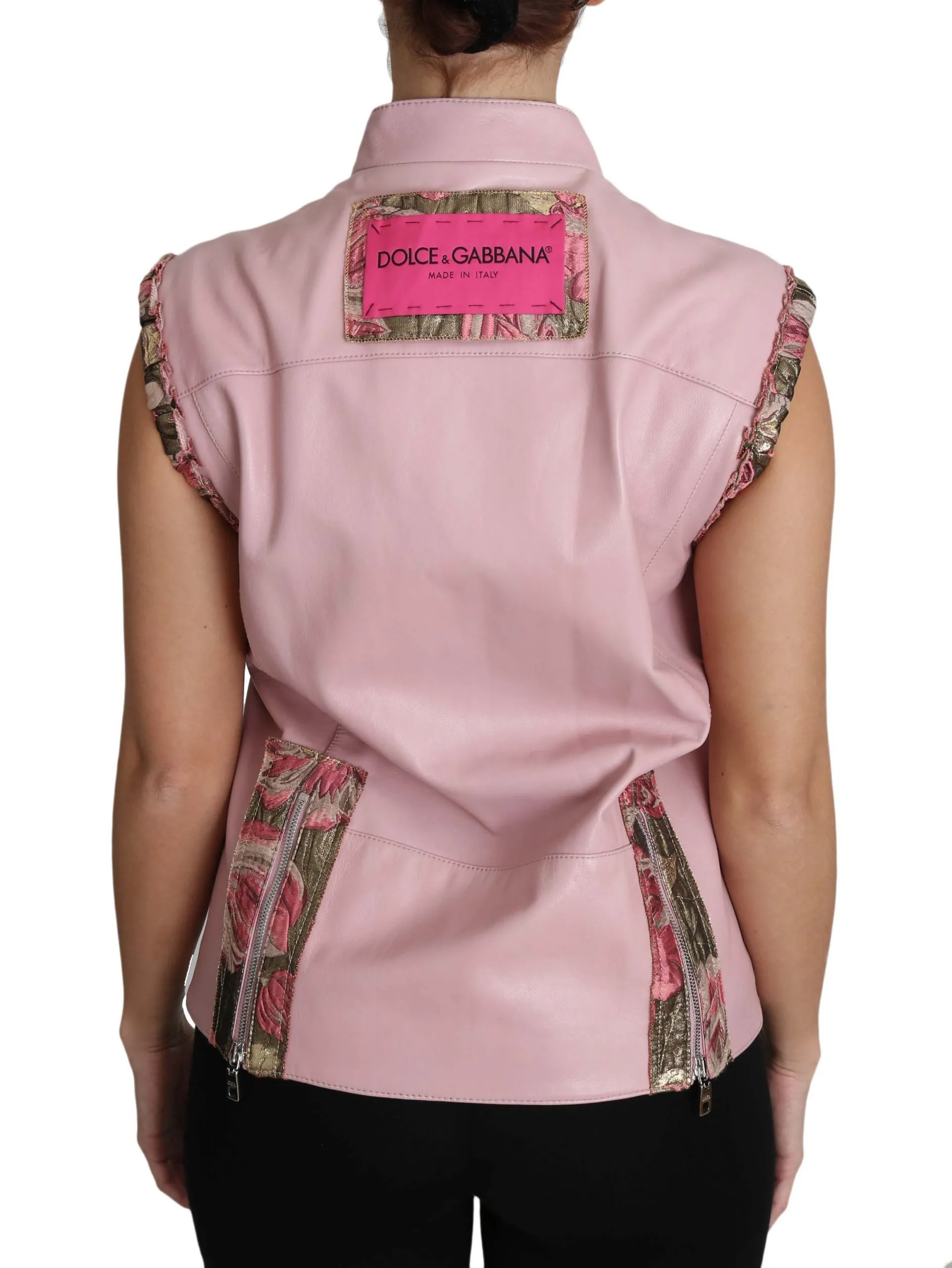 Dolce & Gabbana Women's Stunning Pink Sleeveless Leather Vest