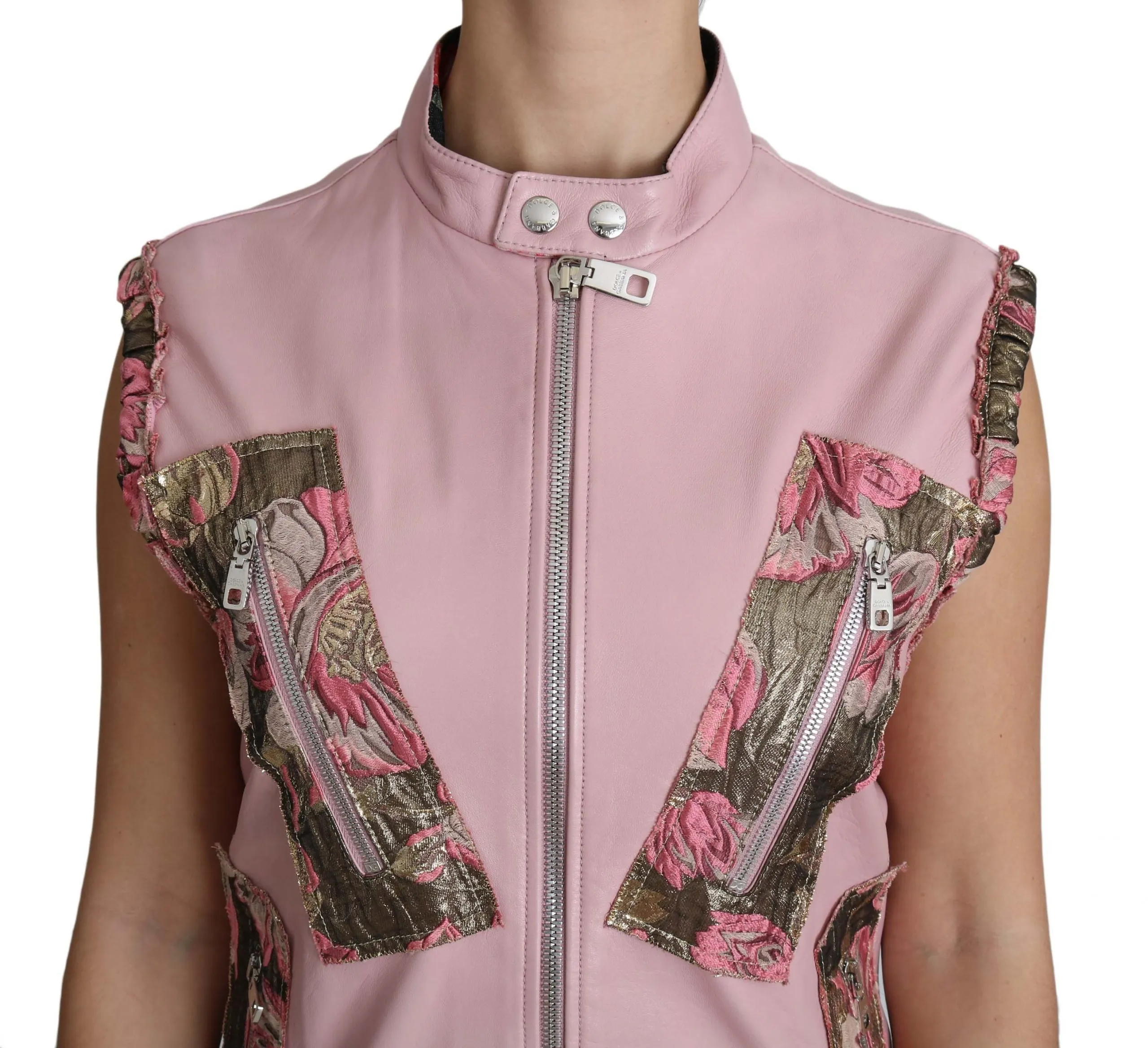 Dolce & Gabbana Women's Stunning Pink Sleeveless Leather Vest