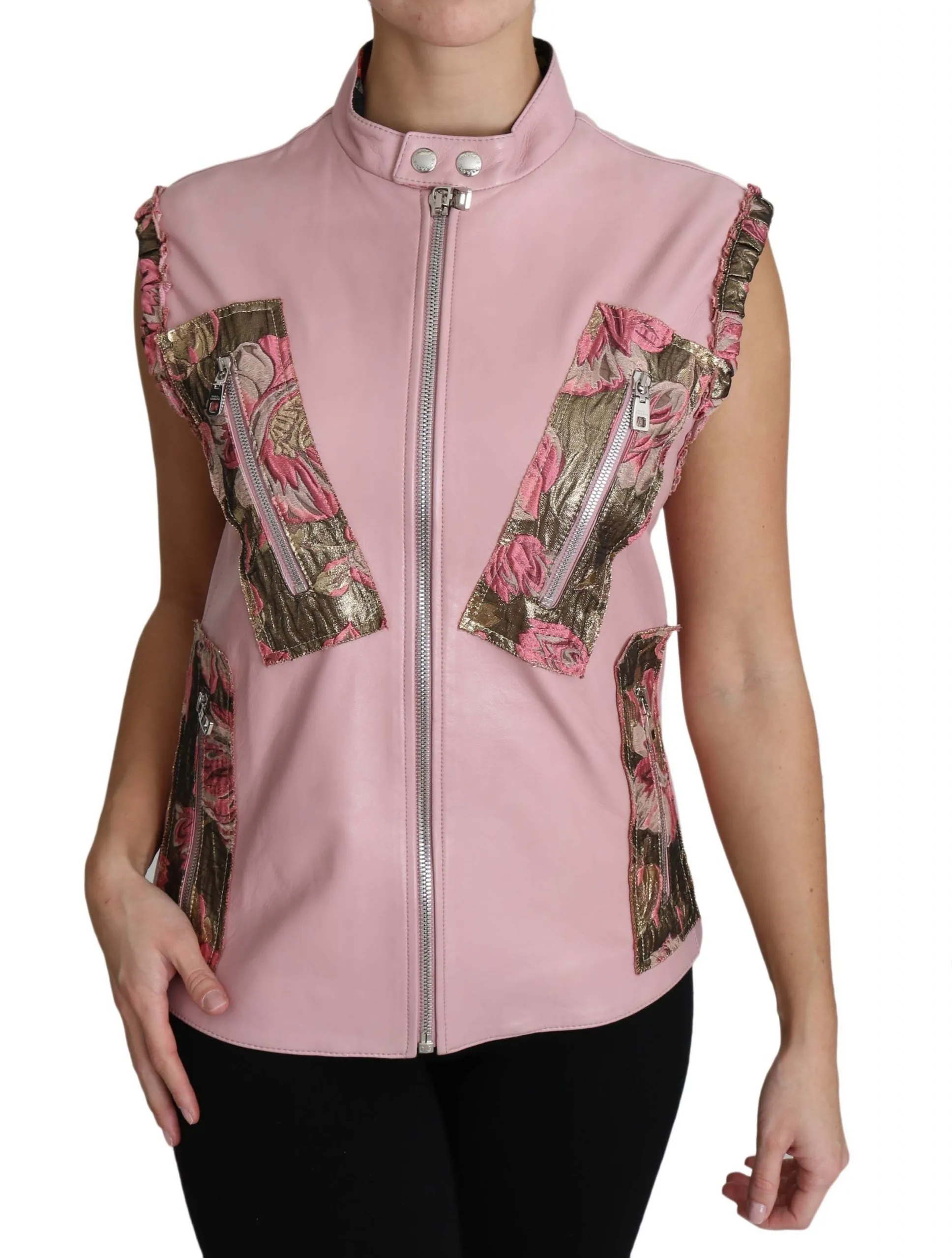 Dolce & Gabbana Women's Stunning Pink Sleeveless Leather Vest