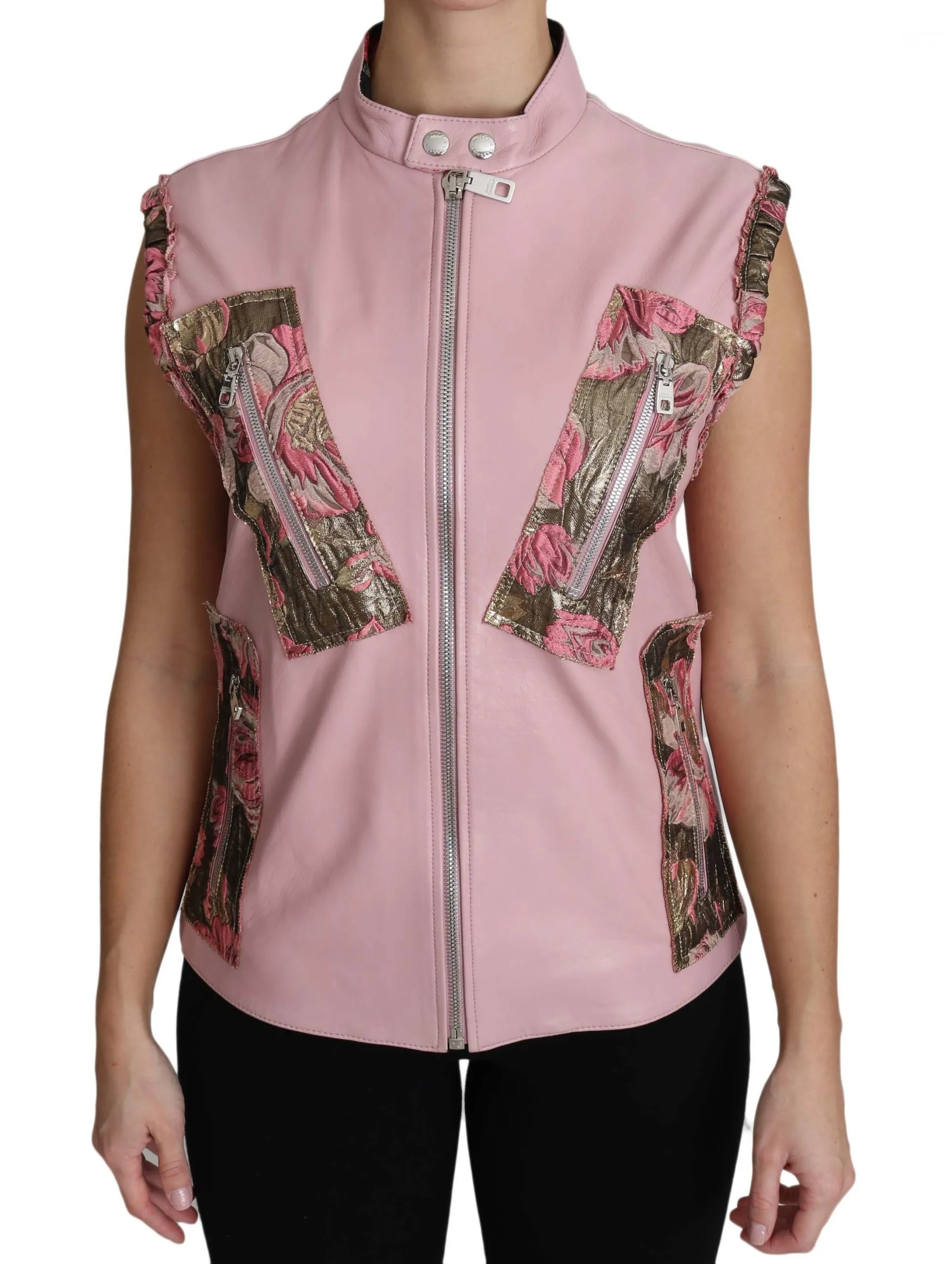 Dolce & Gabbana Women's Stunning Pink Sleeveless Leather Vest