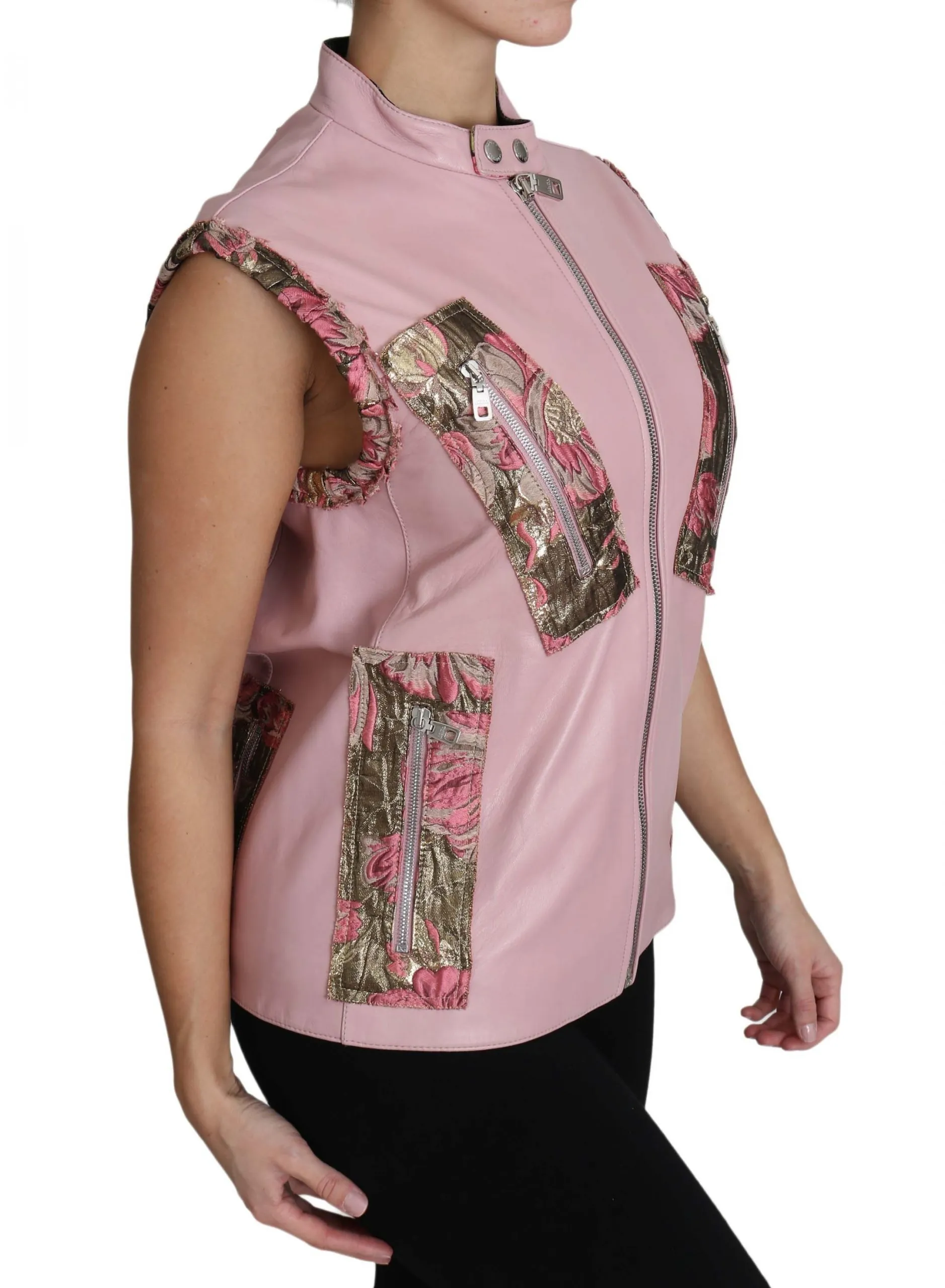 Dolce & Gabbana Women's Stunning Pink Sleeveless Leather Vest