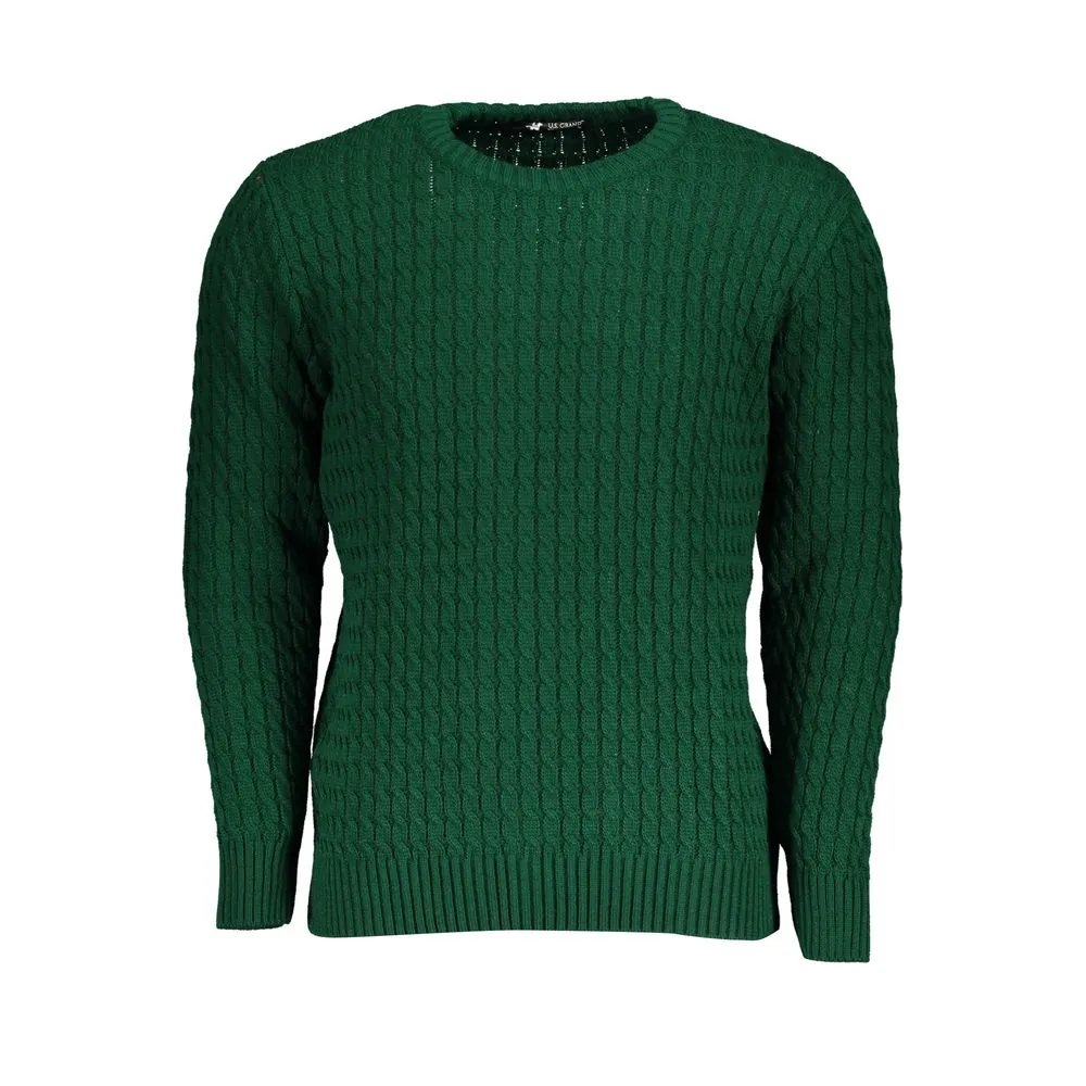 U.S. Grand Polo Men's Twist-Knit Green Crew Neck Sweater