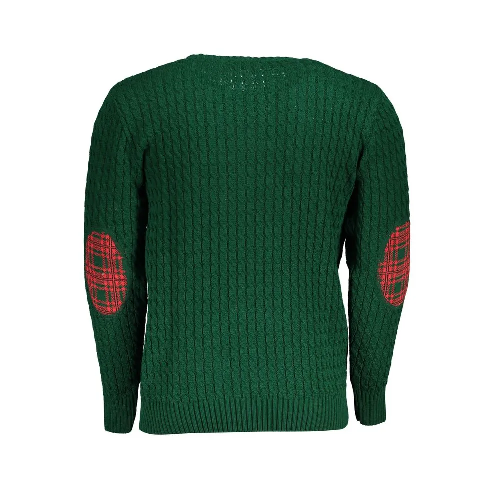 U.S. Grand Polo Men's Twist-Knit Green Crew Neck Sweater