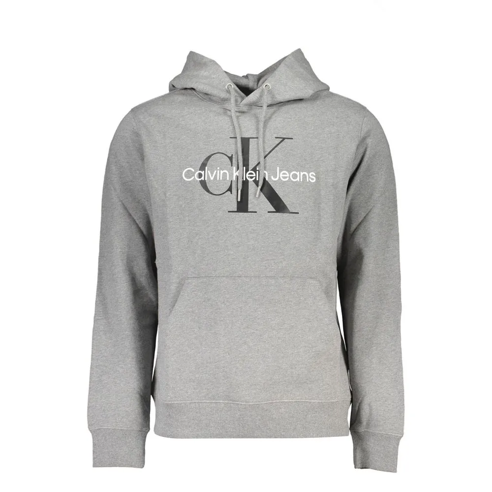 Calvin Klein Men's Elegant Gray Long Sleeve Hooded Sweatshirt