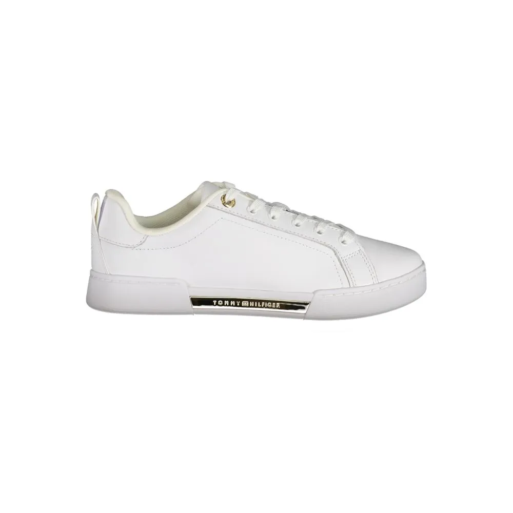 Tommy Hilfiger Women's Chic White Lace-Up Sneakers with Contrast Detail